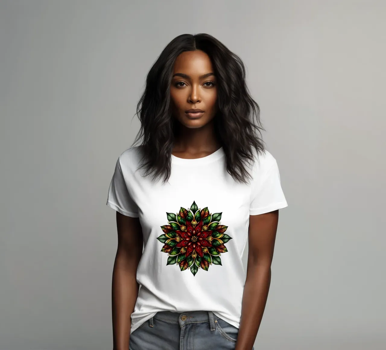 Christmas Mandala women's fitted t-shirt by Spiritual Touch
