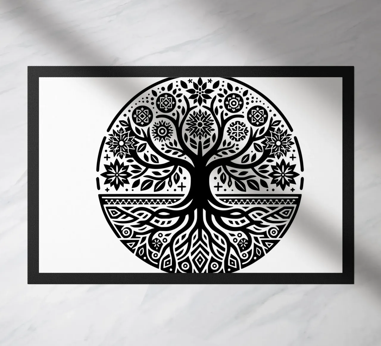 Albero della vita in bianco e nero zerbino da Spiritual Touch