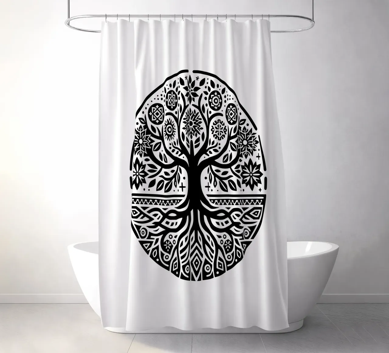 Albero della vita in bianco e nero tenda da doccia da Spiritual Touch
