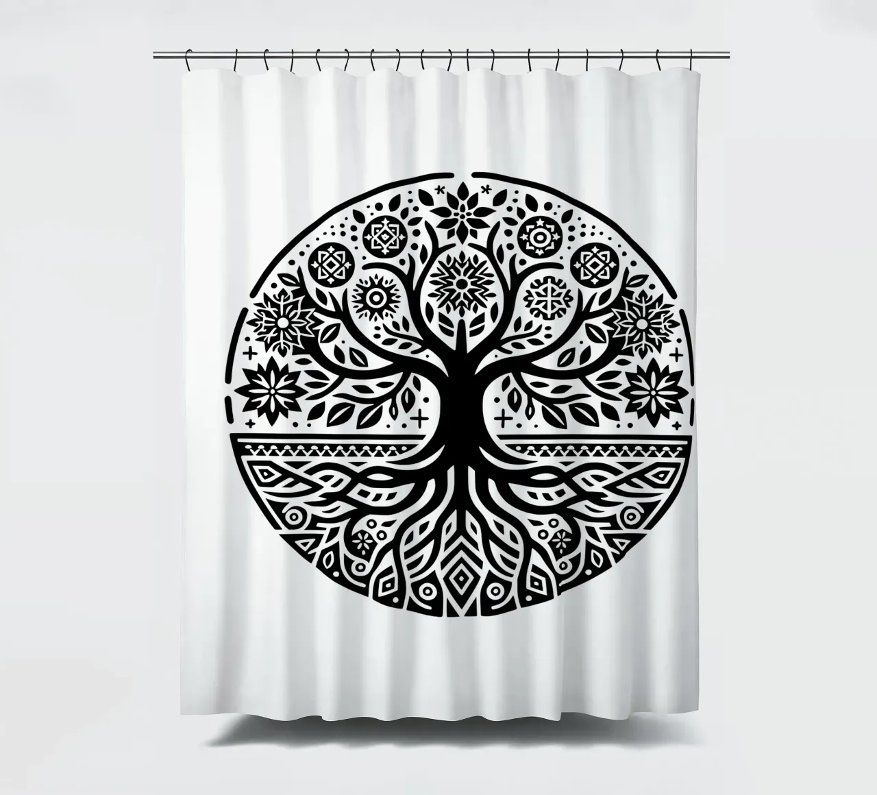 Albero della vita in bianco e nero tenda da doccia da Spiritual Touch
