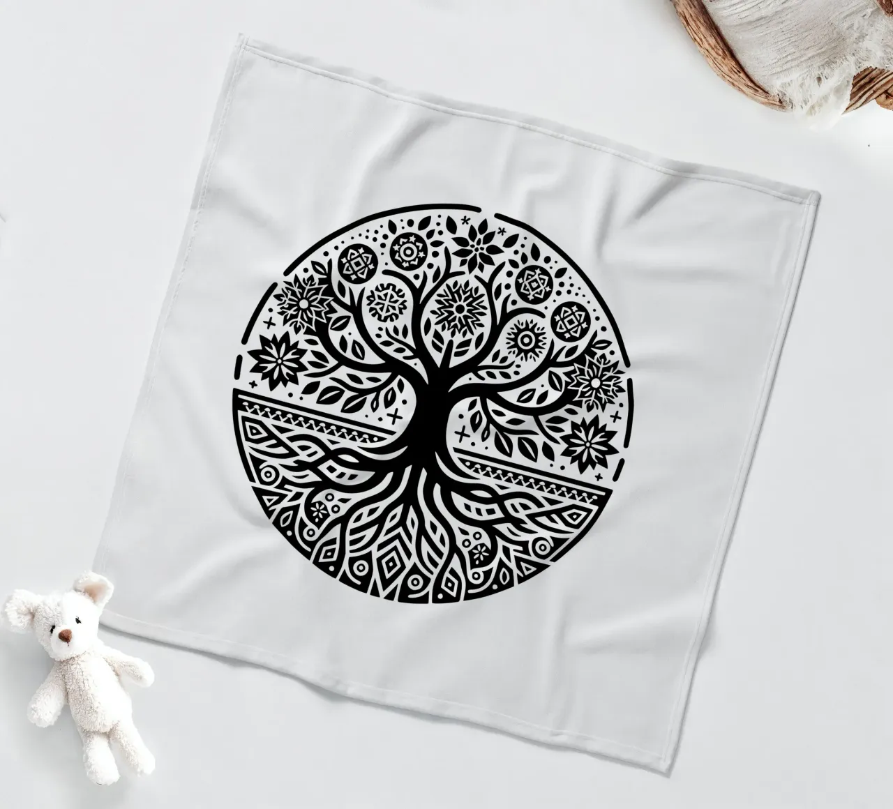 Albero della vita in bianco e nero coperta in pile da Spiritual Touch