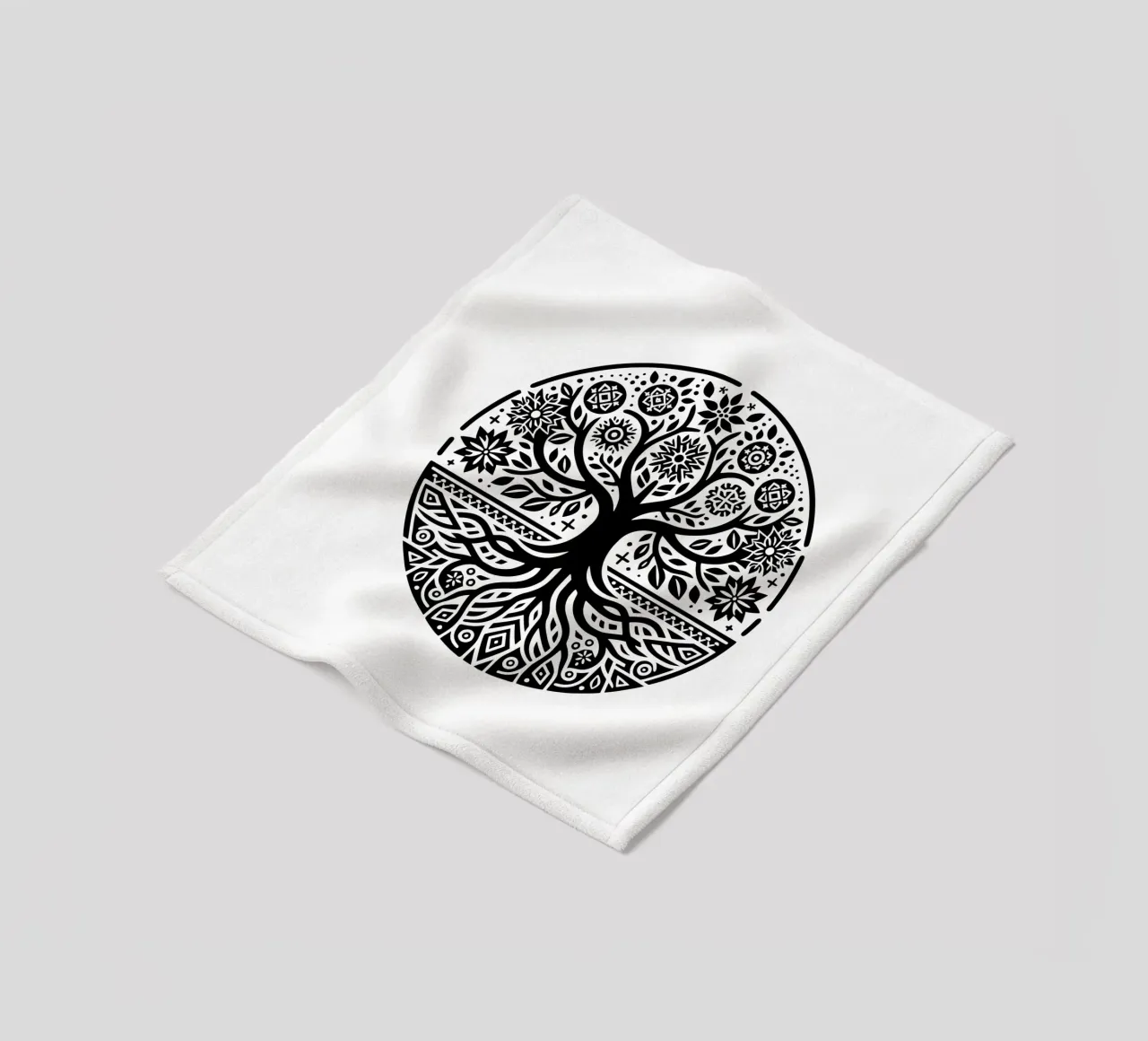 Albero della vita in bianco e nero coperta in pile da Spiritual Touch