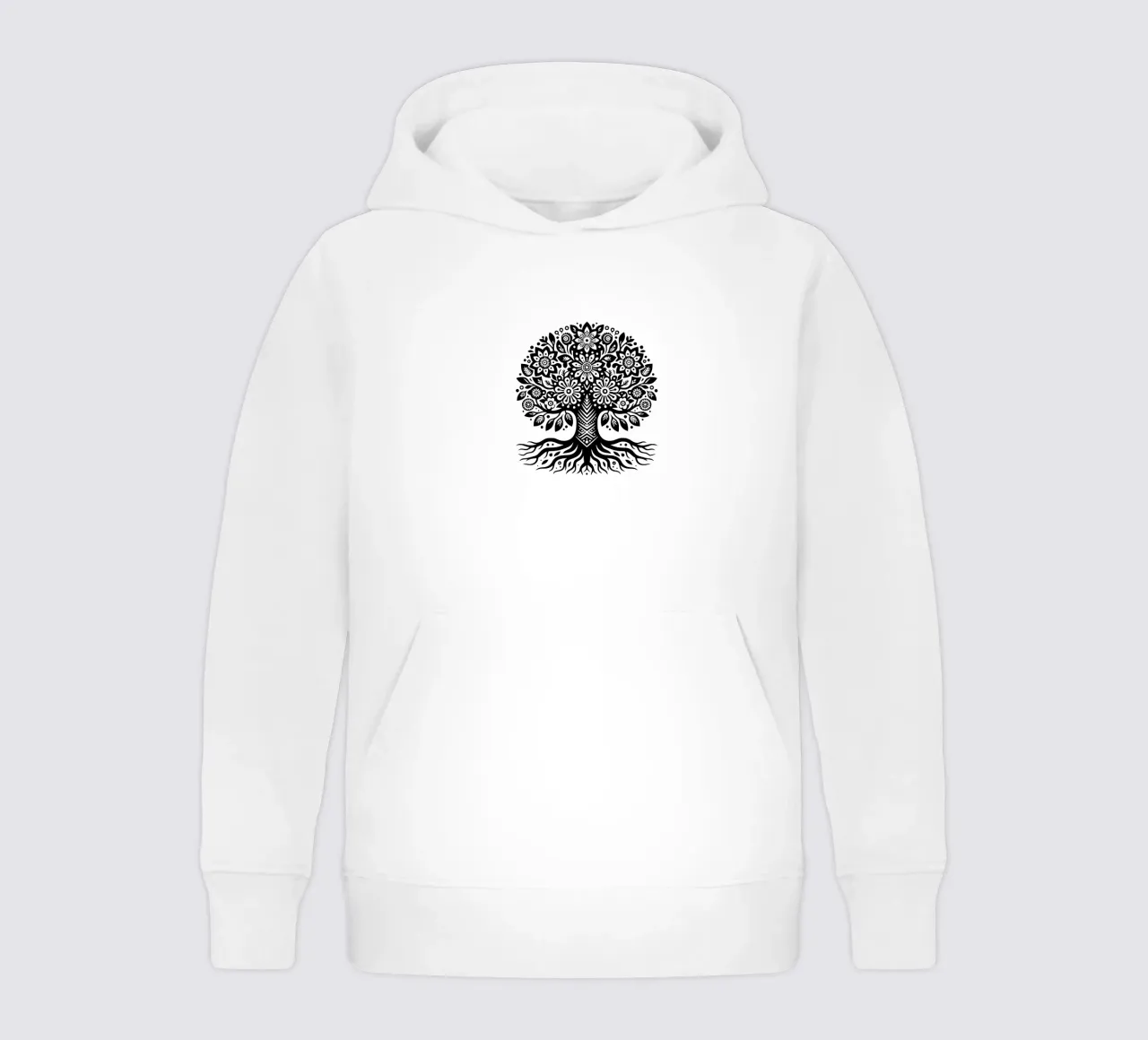 Albero della vita in bianco e nero felpa bambino con cappuccio da Spiritual Touch