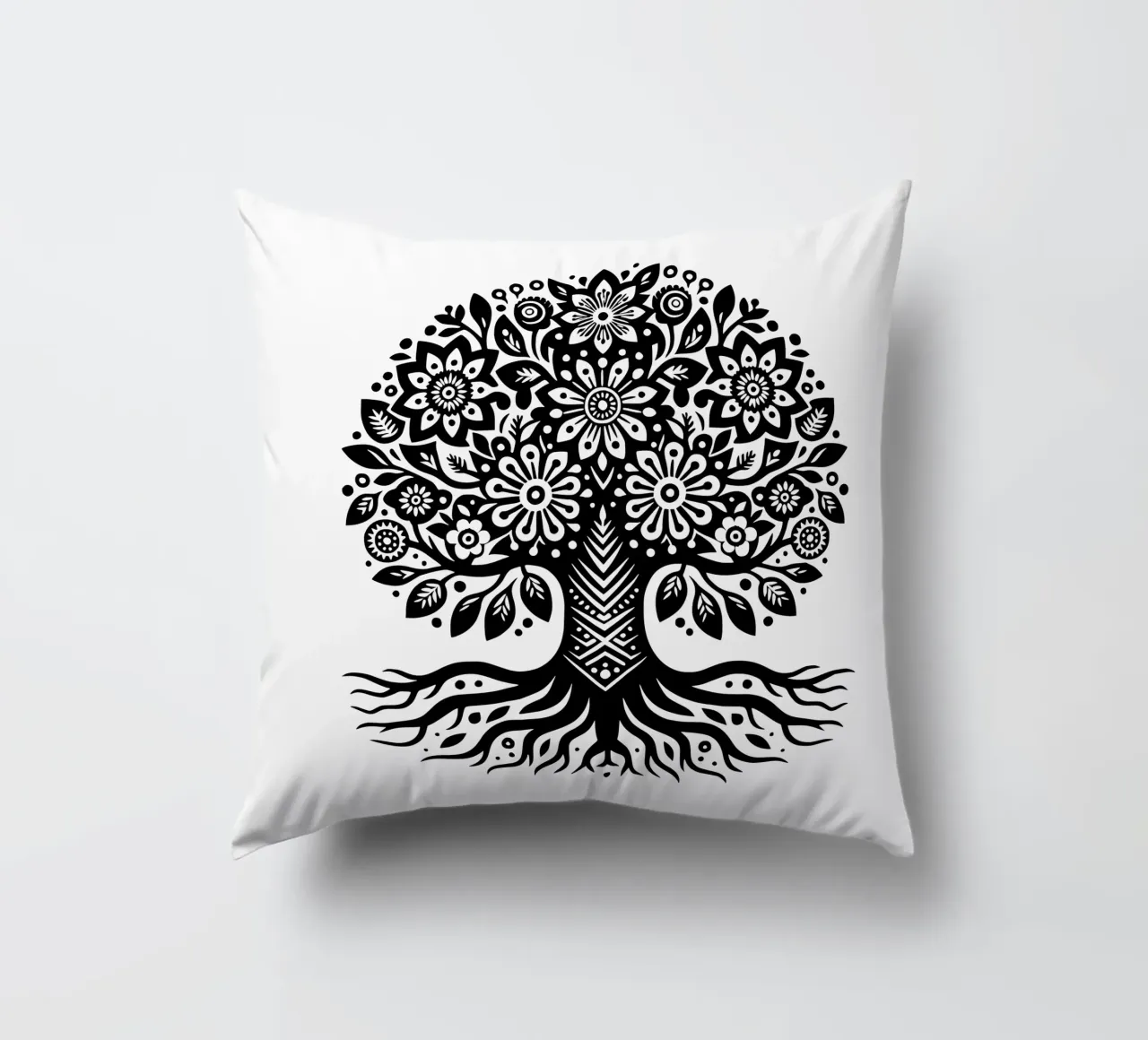 Albero della vita in bianco e nero cuscino da Spiritual Touch
