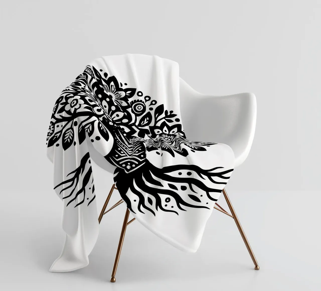 Albero della vita in bianco e nero coperta in pile da Spiritual Touch