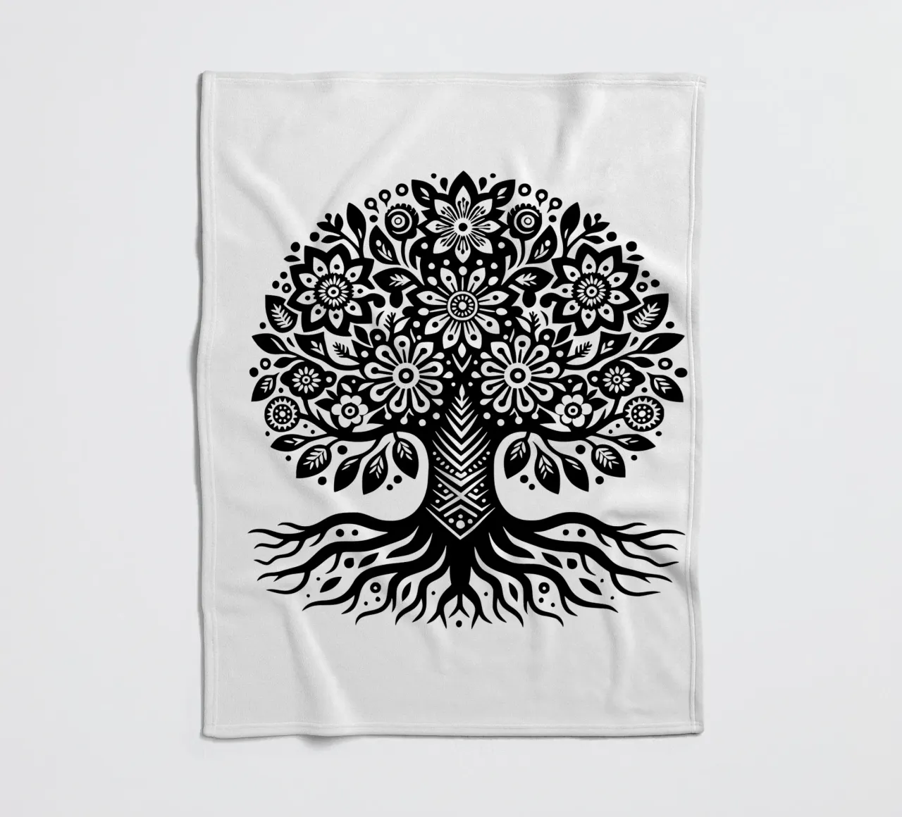 Albero della vita in bianco e nero coperta in pile da Spiritual Touch