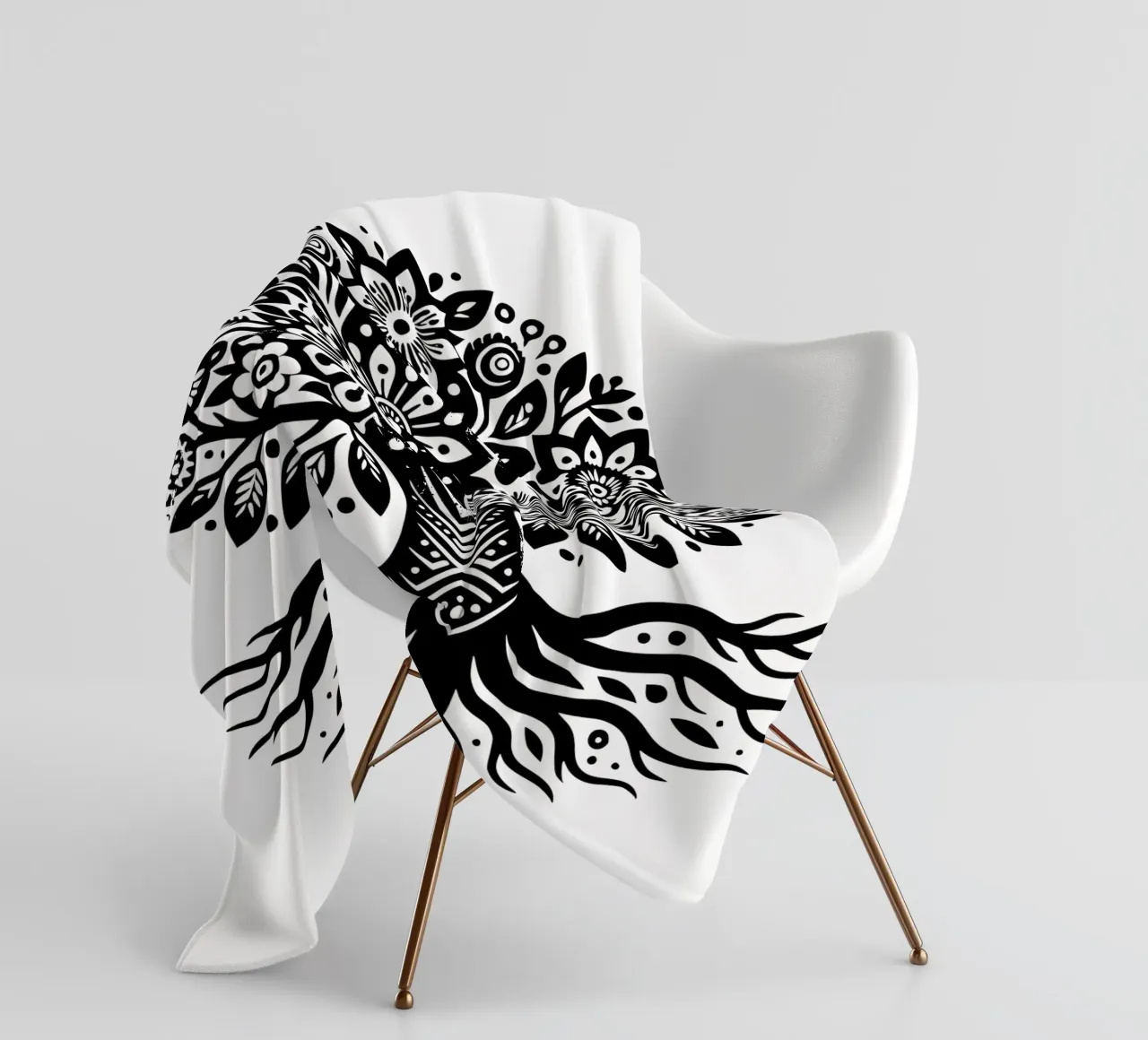 Albero della vita in bianco e nero coperta in pile da Spiritual Touch