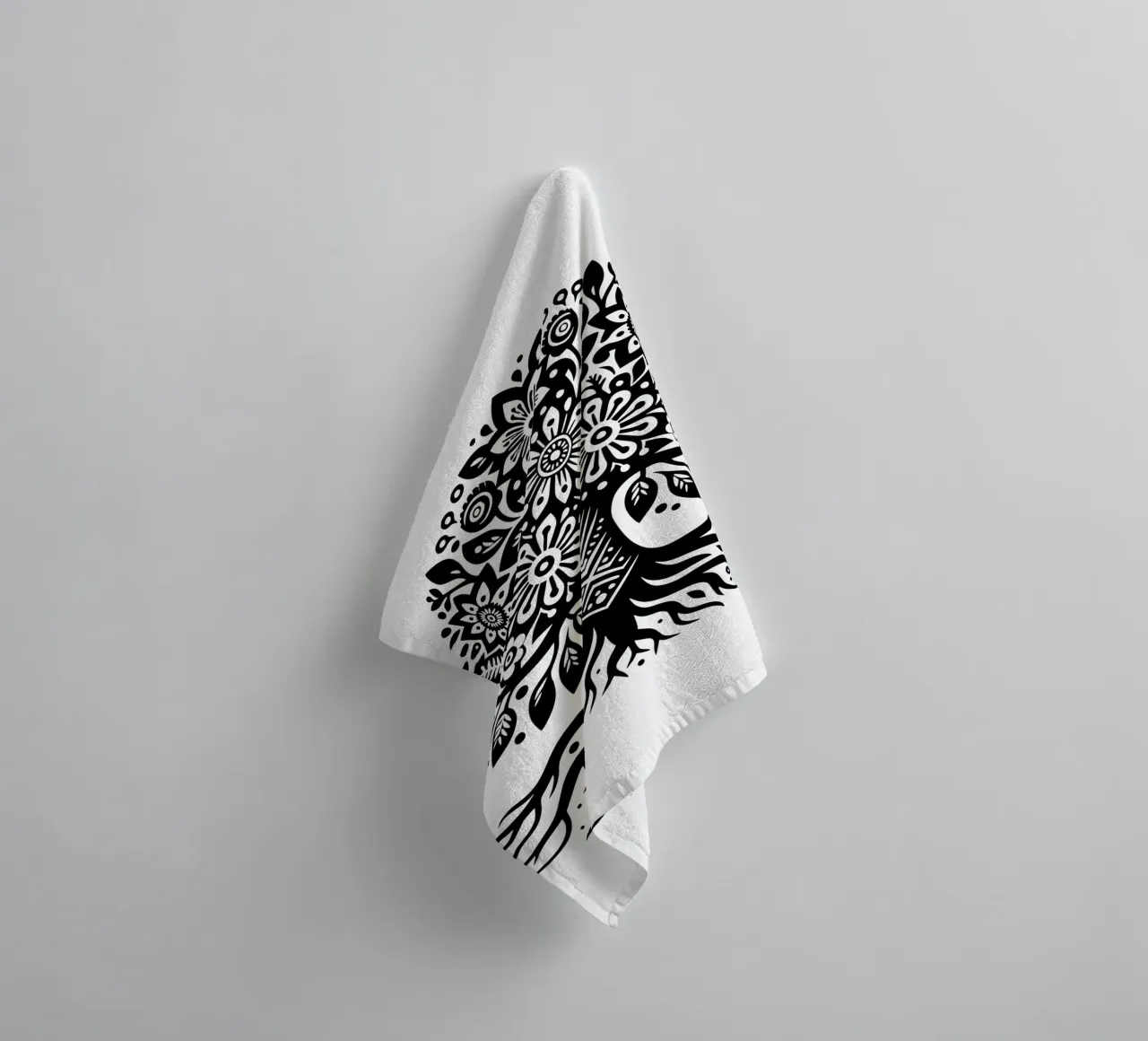 Albero della vita in bianco e nero asciugamano da bagno da Spiritual Touch