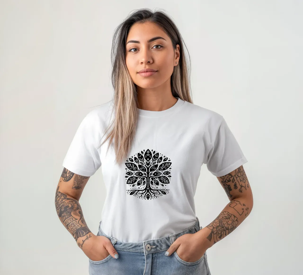 Albero della vita in bianco e nero t-shirt da Spiritual Touch