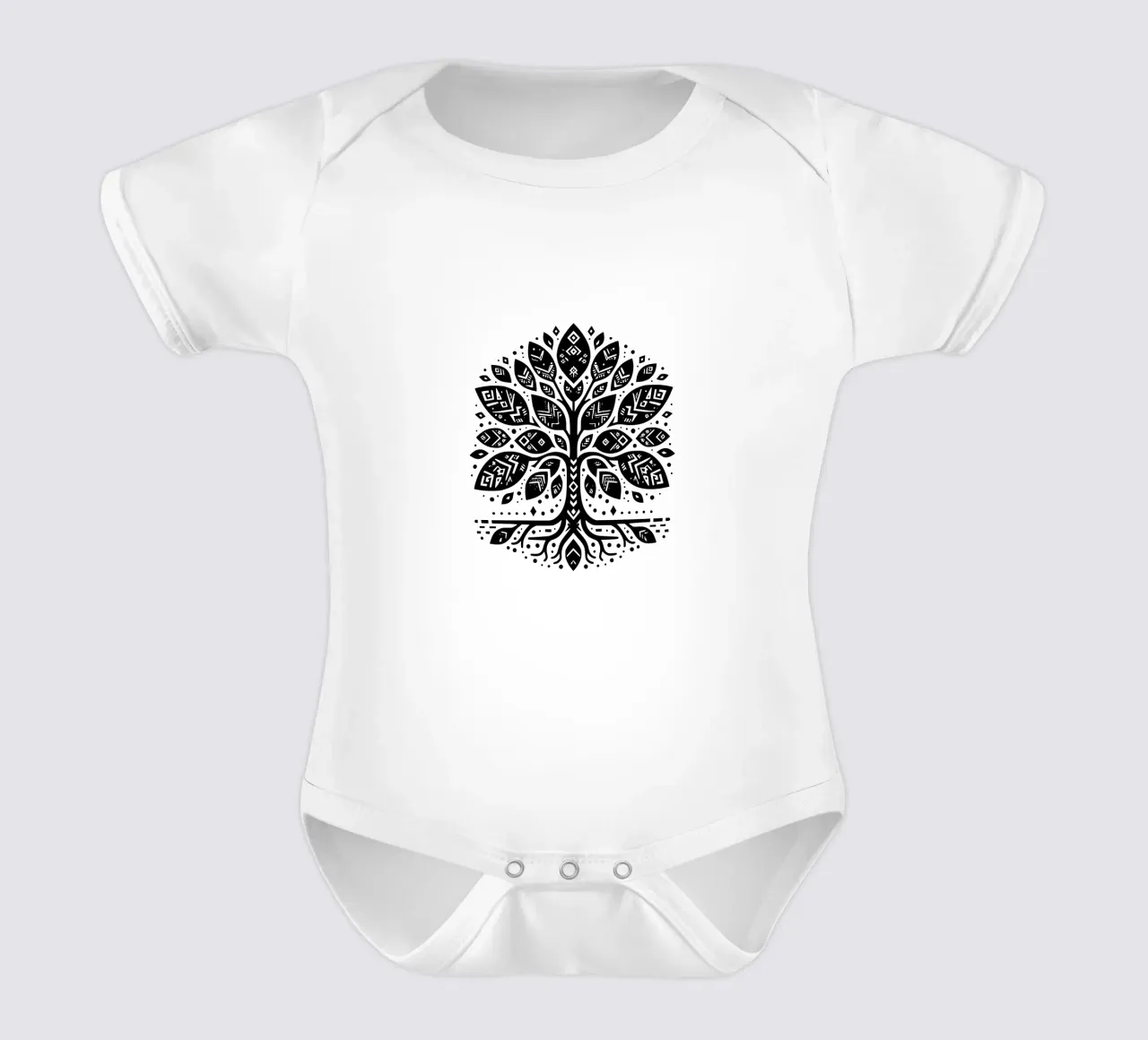 Albero della vita in bianco e nero body neonato maniche corte da Spiritual Touch