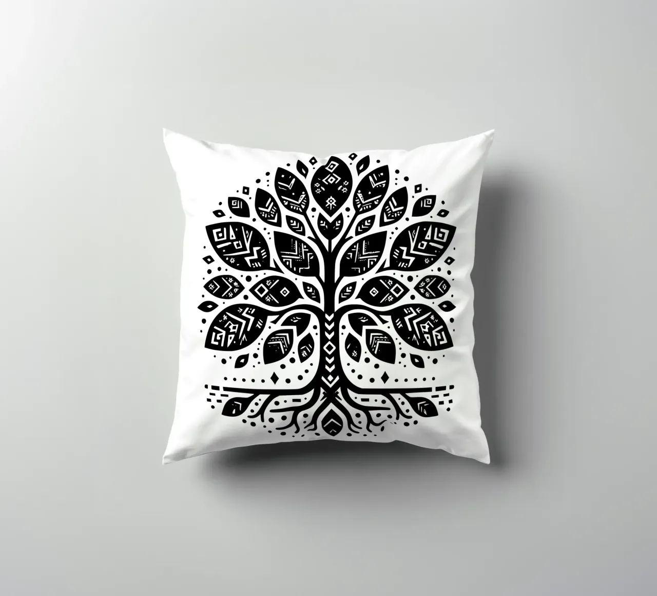 Albero della vita in bianco e nero cuscino da Spiritual Touch