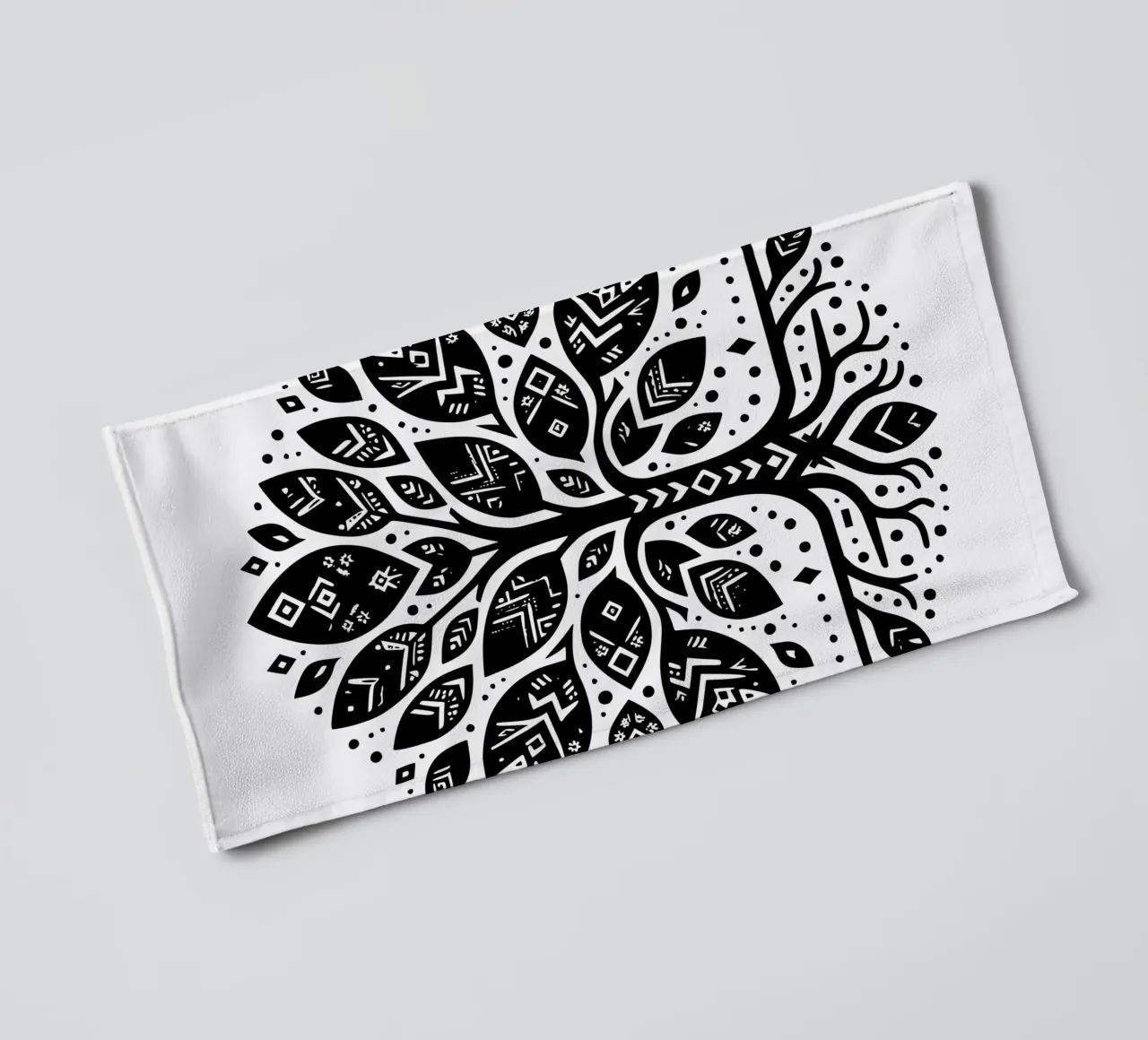 Albero della vita in bianco e nero asciugamano da bagno da Spiritual Touch