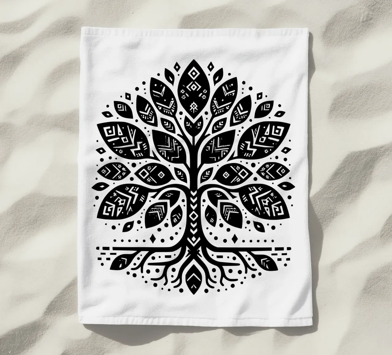 Albero della vita in bianco e nero telo mare da Spiritual Touch