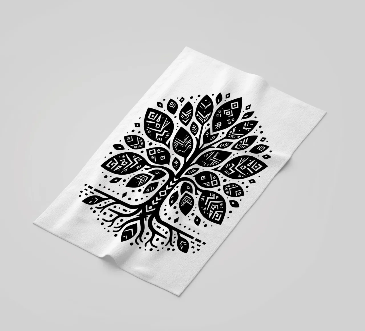 Albero della vita in bianco e nero telo mare da Spiritual Touch