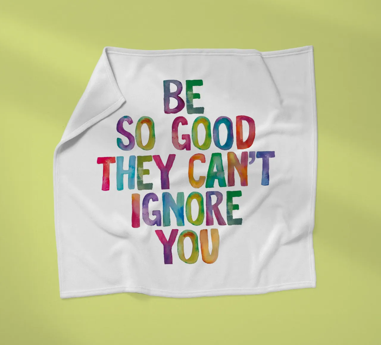 Be So Good They Can't Ignore You Rainbow Typography Design fleece blanket by THE MOTIVATED TYPE