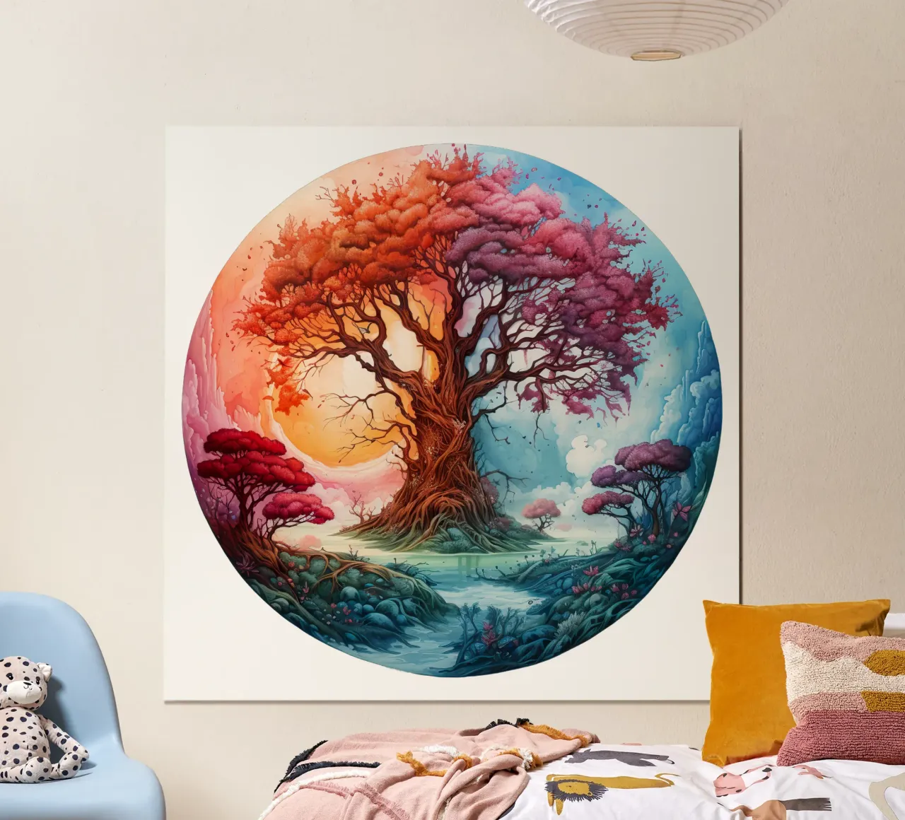 Albero della vita colorato poster con telaio in alluminio da Spiritual Touch