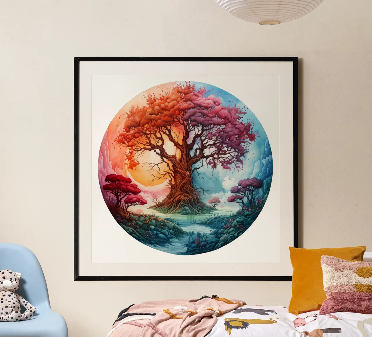 Albero della vita colorato poster con telaio in alluminio da Spiritual Touch