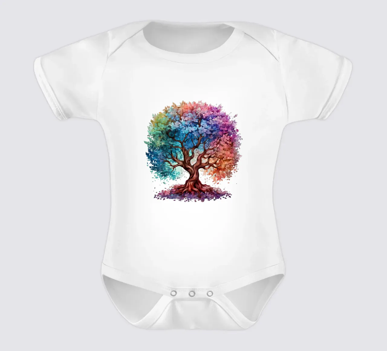 Bunter Baum des Lebens Kurzarm Babybody von Spiritual Touch