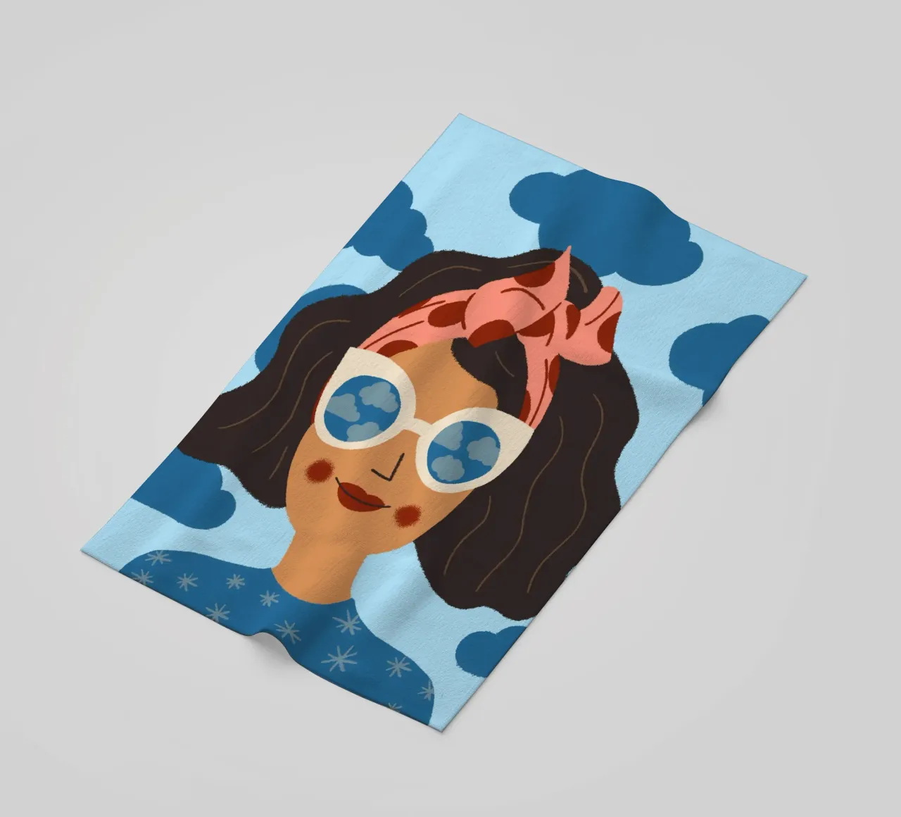 Abstraktes Porträt einer Frau mit Sonnenbrille Tagtraum telo mare da incomeforcreatives