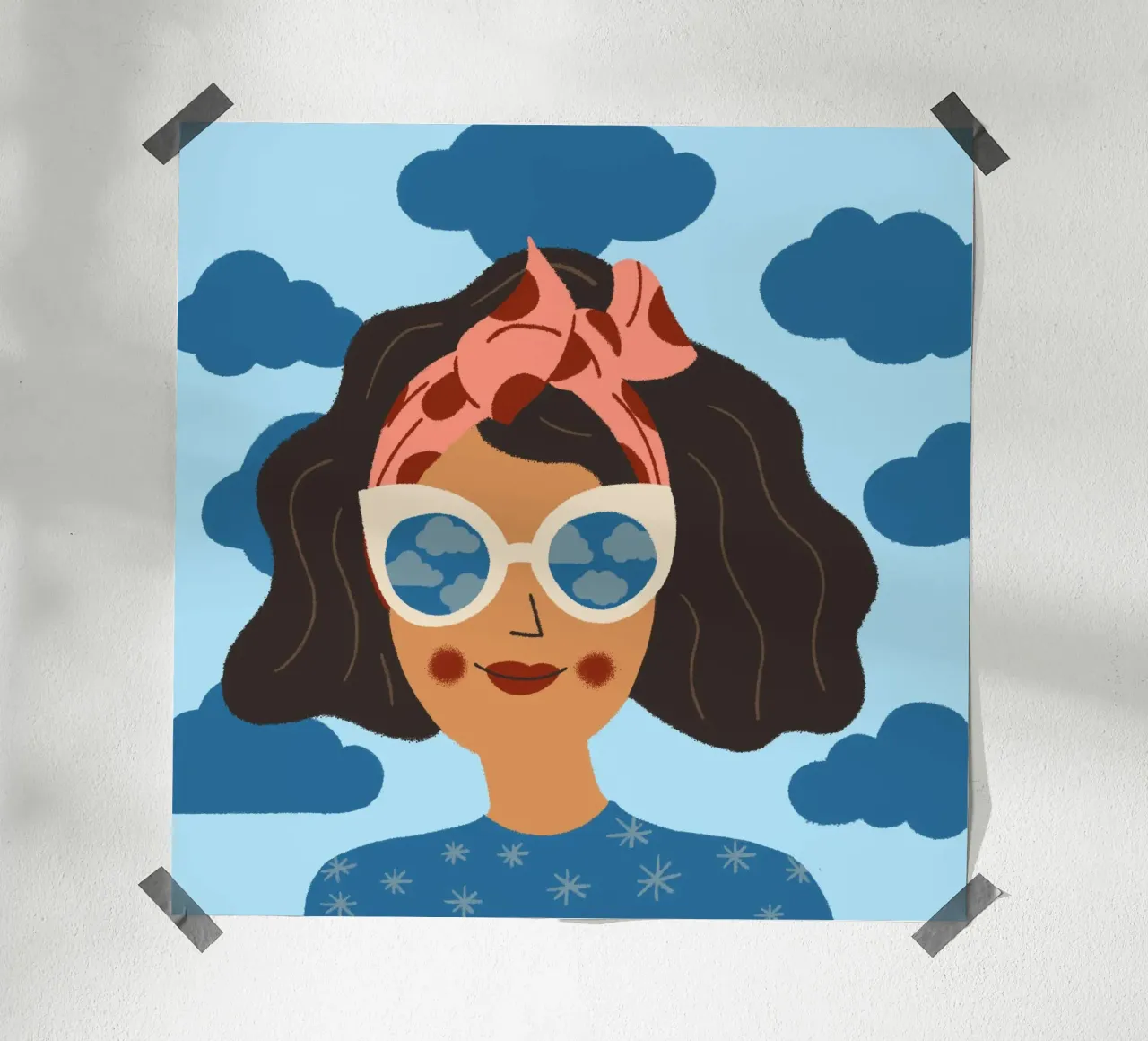 Abstraktes Porträt einer Frau mit Sonnenbrille Tagtraum poster da incomeforcreatives