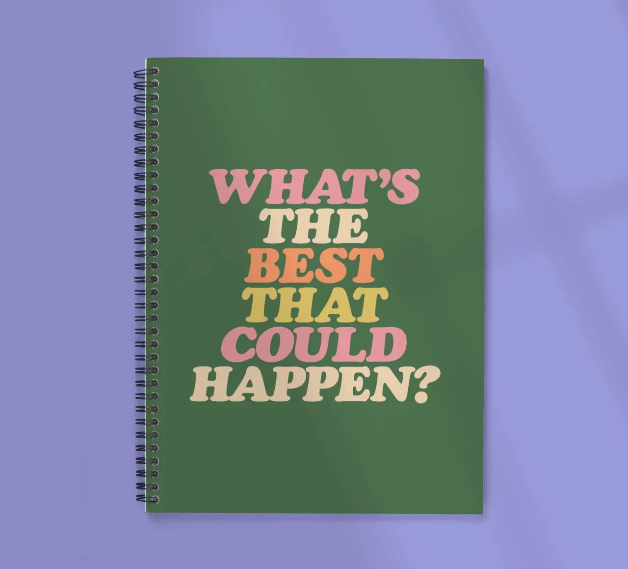 Whats The Best That Could Happen Typography Print spiral notebook by THE MOTIVATED TYPE