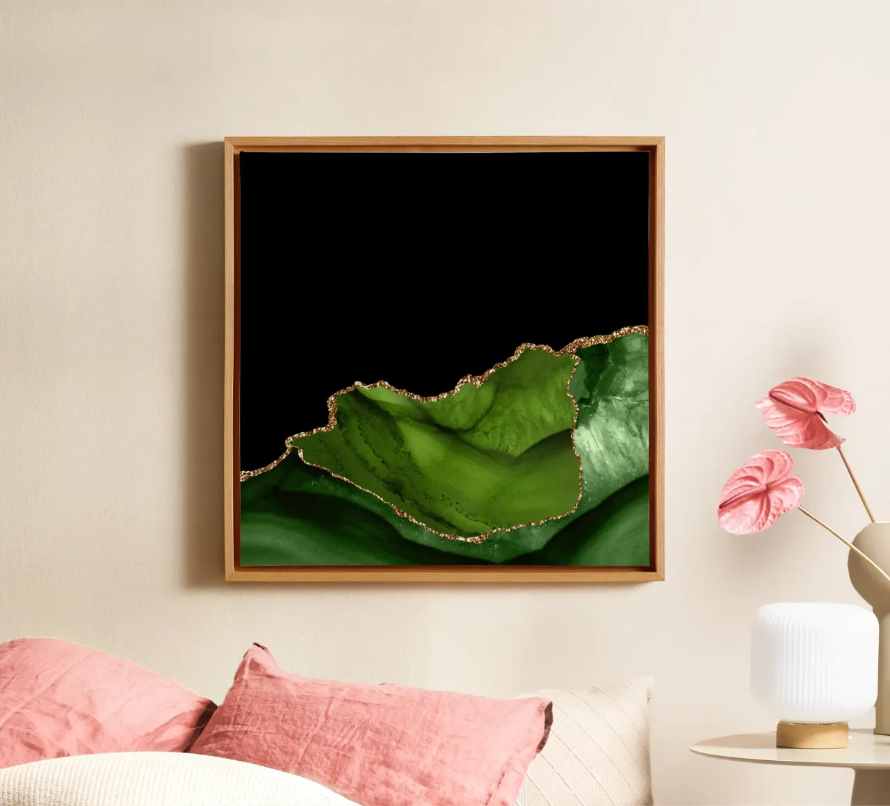 Texture agata verde e oro 06 tela con Cornice a cassetta da Gemstone Textures
