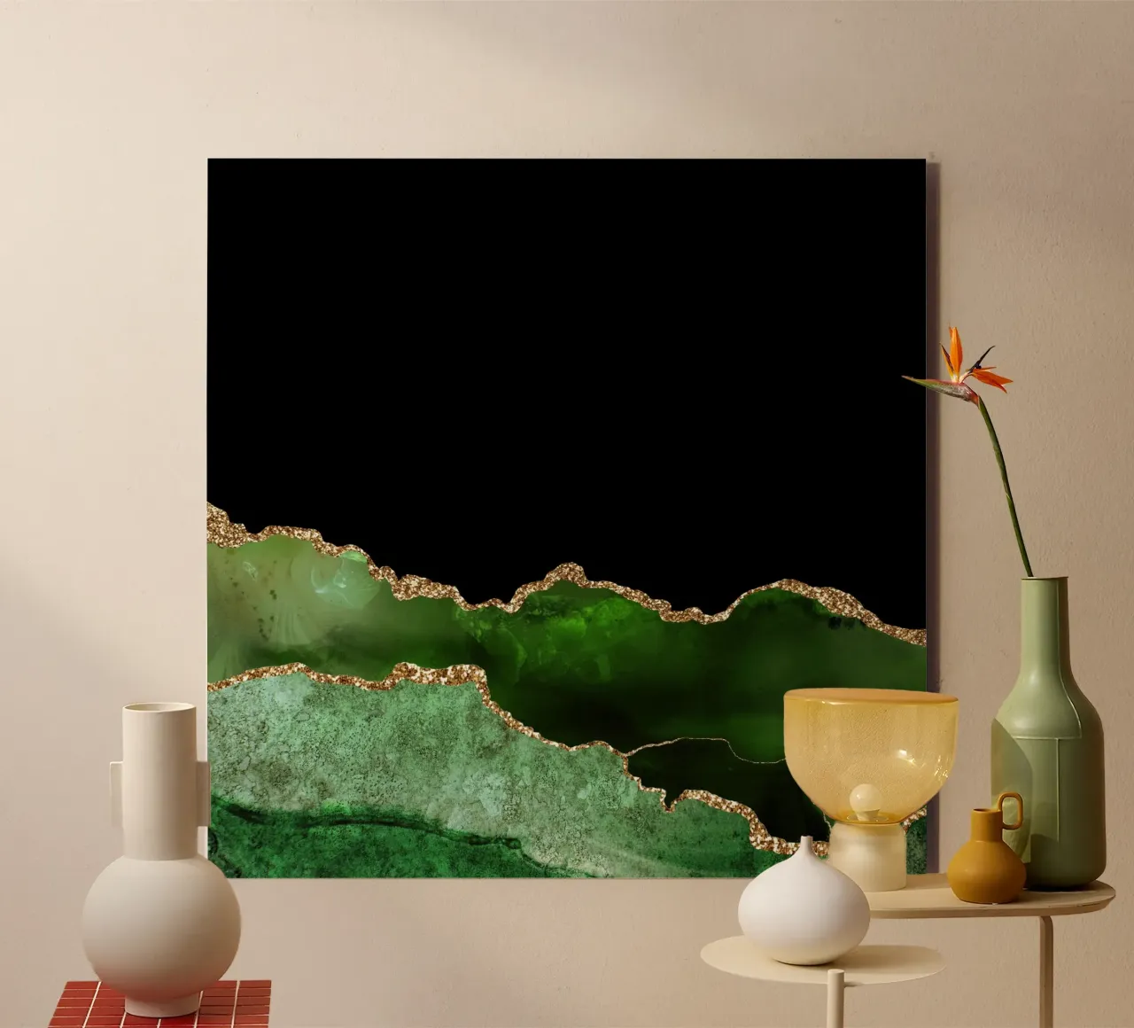 Agata verde e oro Texture 10 alluminio dibond da Gemstone Textures