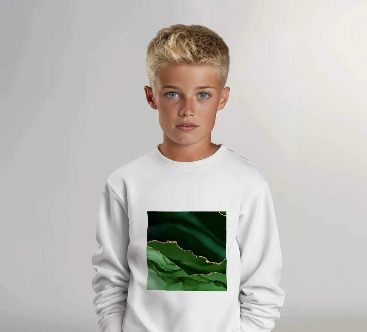 Grün & Gold Achat Struktur 12 Kinder Sweatshirt von Gemstone Textures