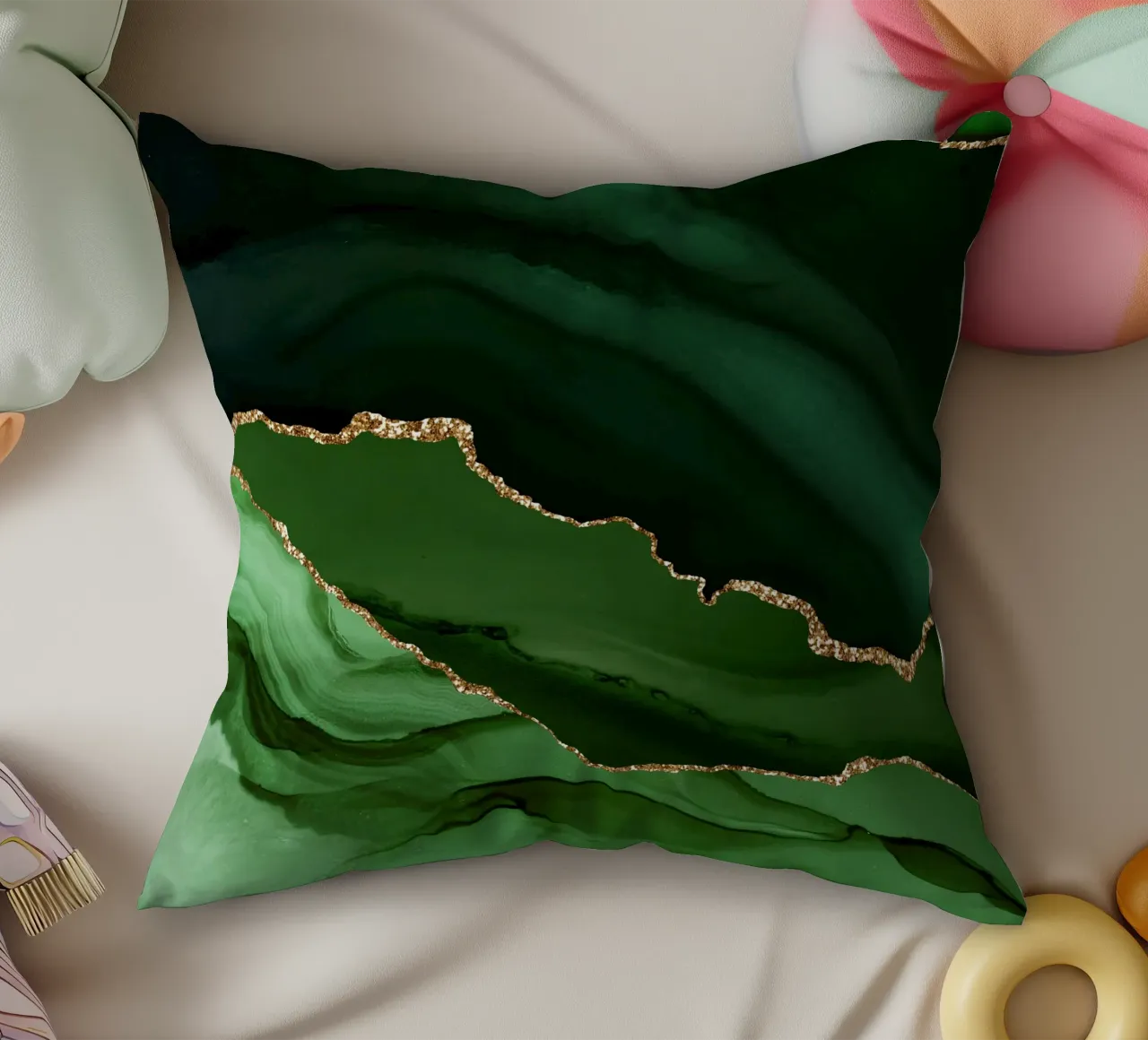 Texture agata verde e oro 12 cuscino da Gemstone Textures