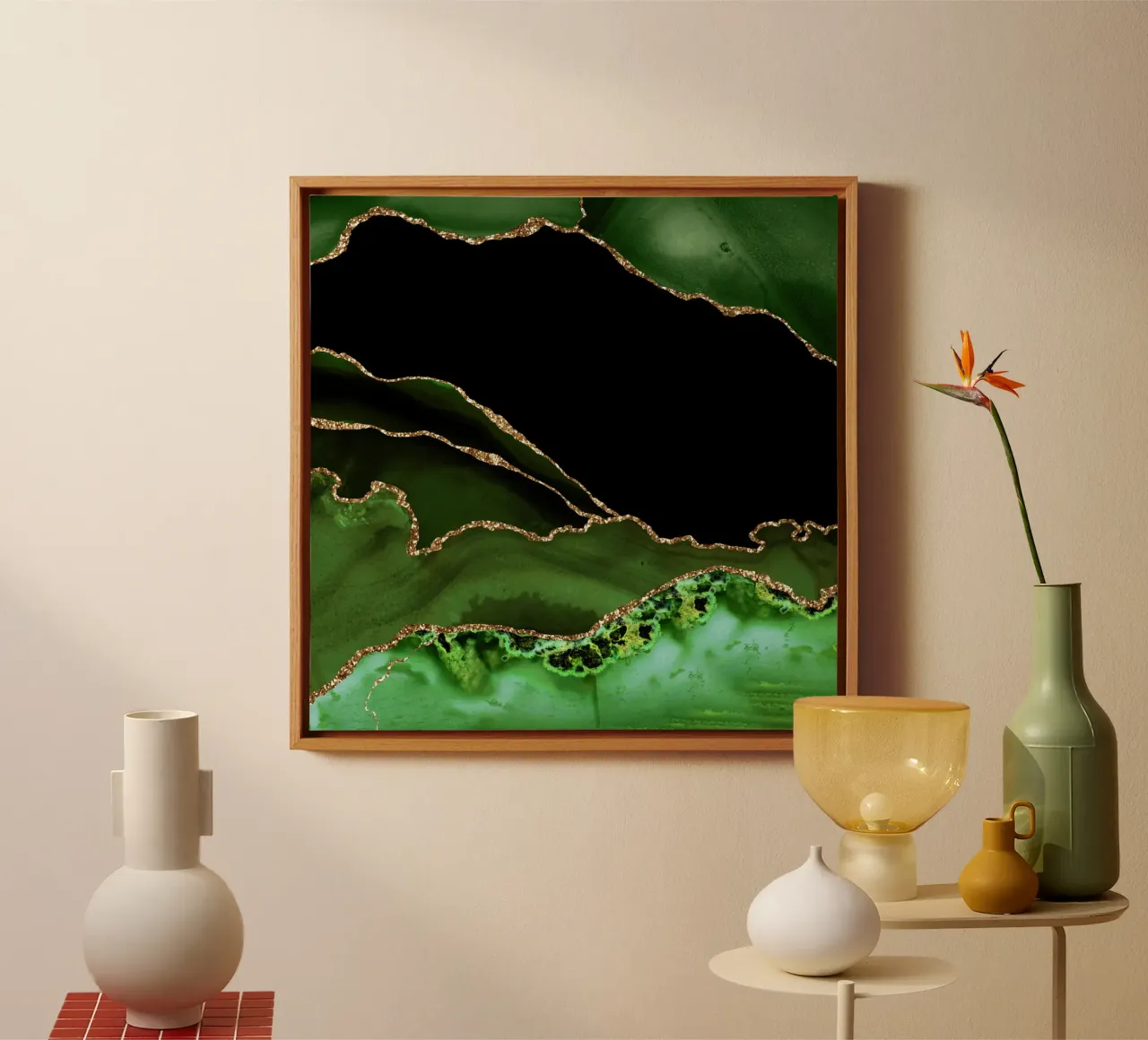 Agata verde e oro Texture 14 tela con Cornice a cassetta da Gemstone Textures