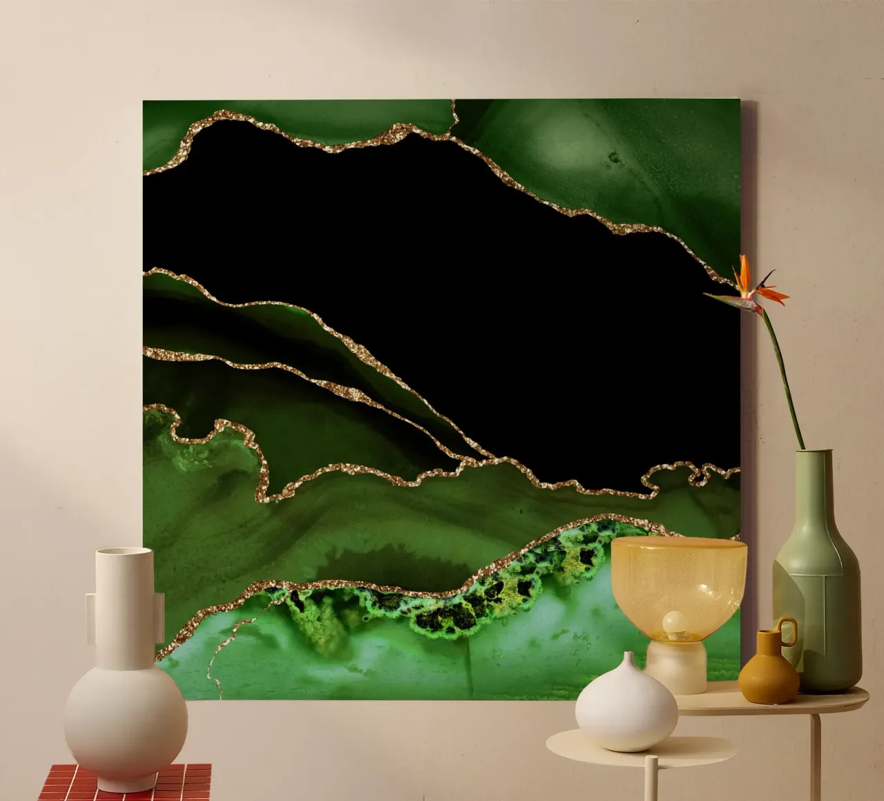 Agata verde e oro Texture 14 tela con Cornice a cassetta da Gemstone Textures