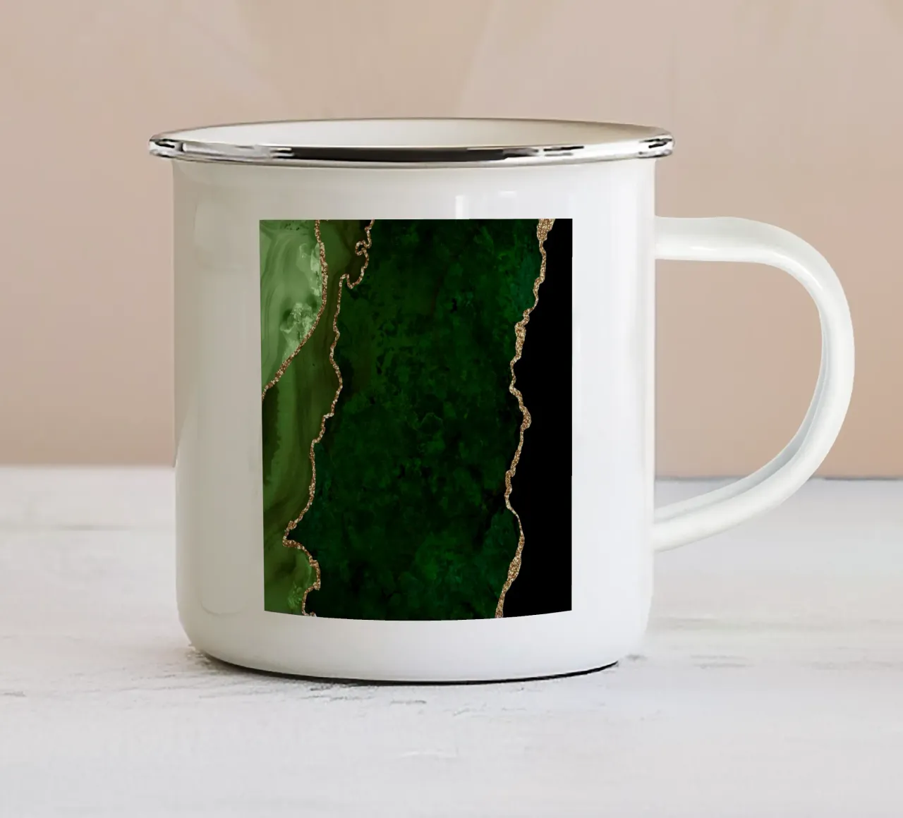 Texture agata verde e oro 15 tazza in smalto da Gemstone Textures