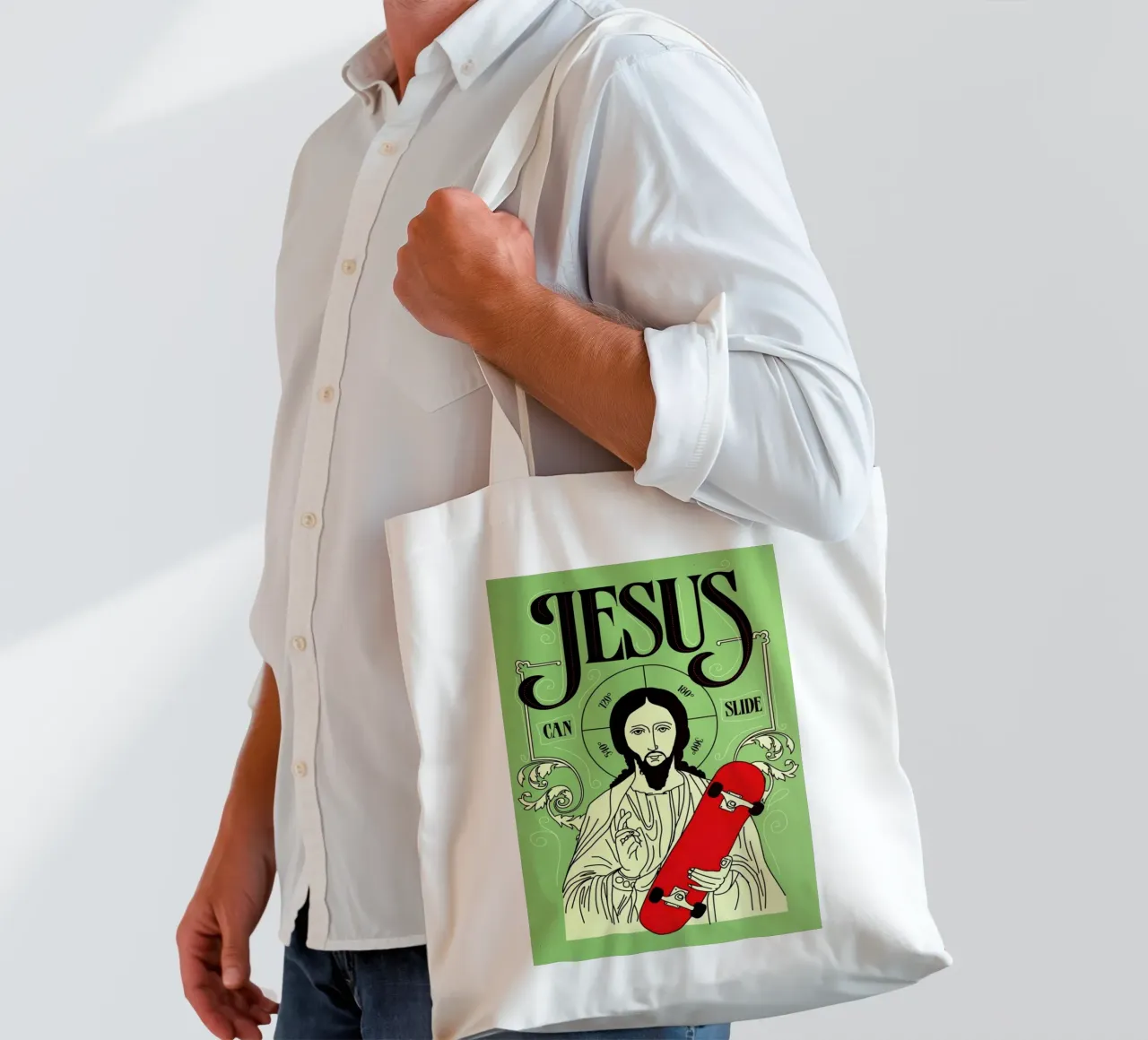 Jesus Can Slide borsa in juta da Róbert Farkas