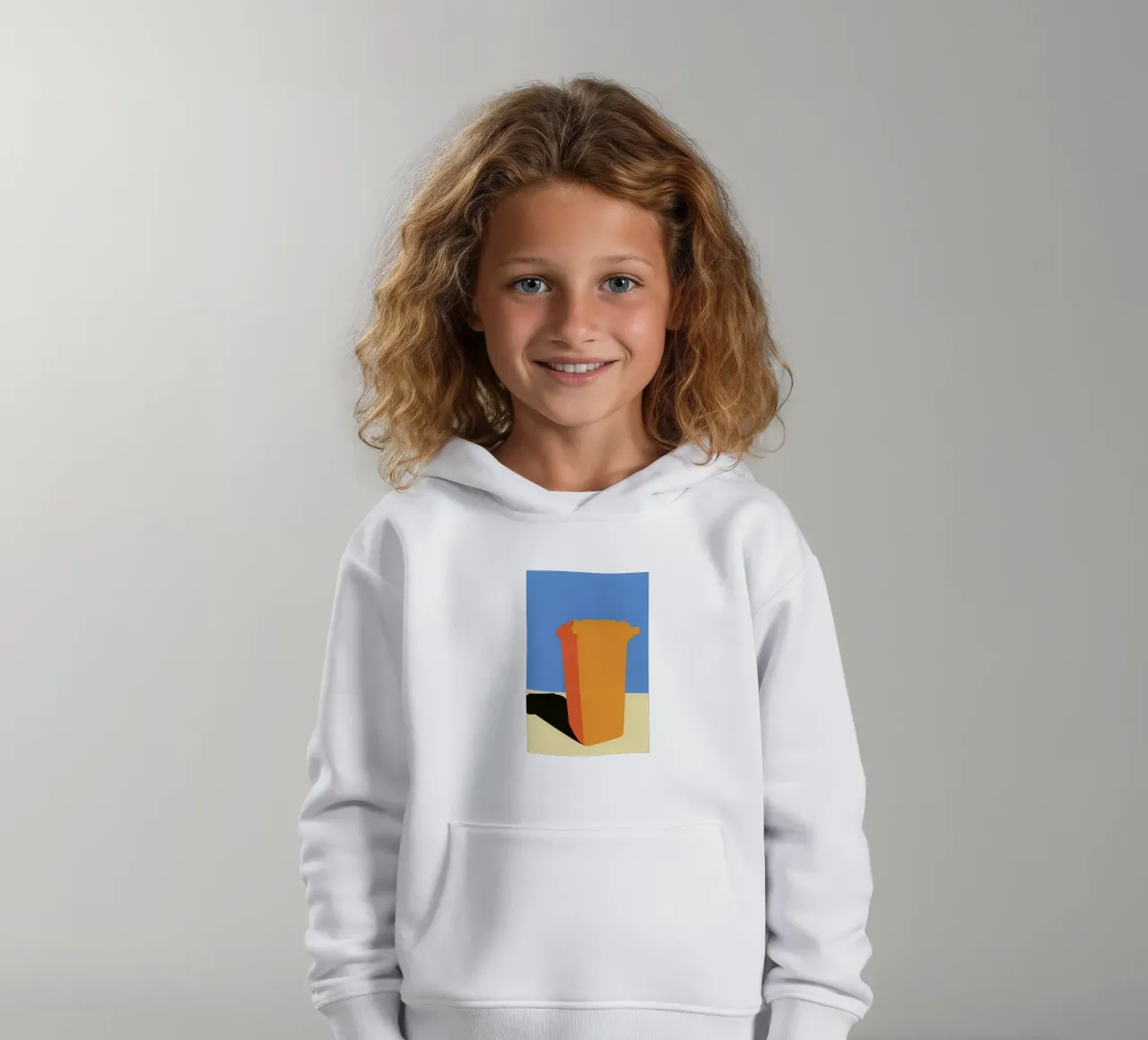 Orange Garbage Bin felpa bambino con cappuccio da Rosi Feist