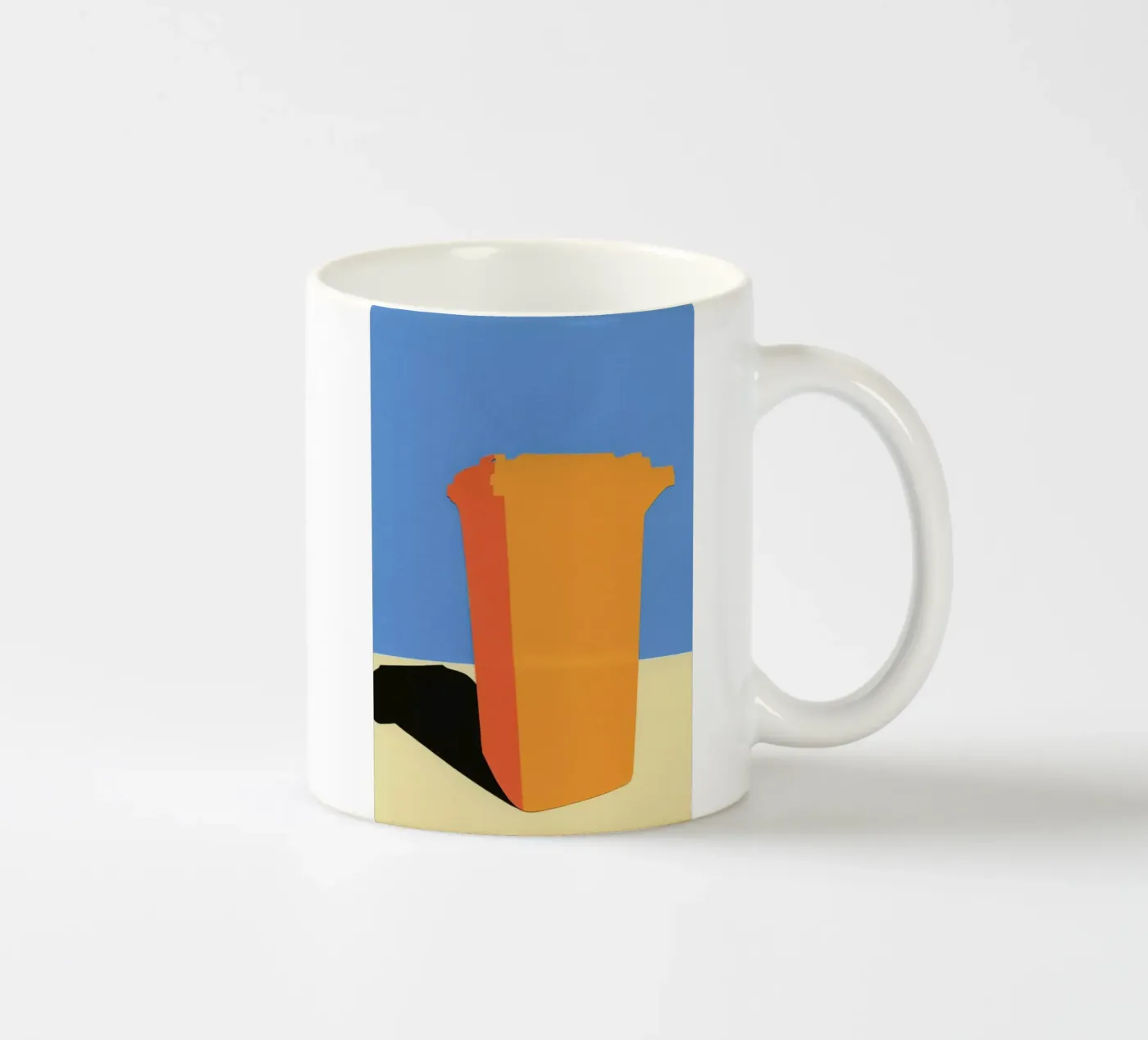 Orange Garbage Bin ceramic mug by Rosi Feist