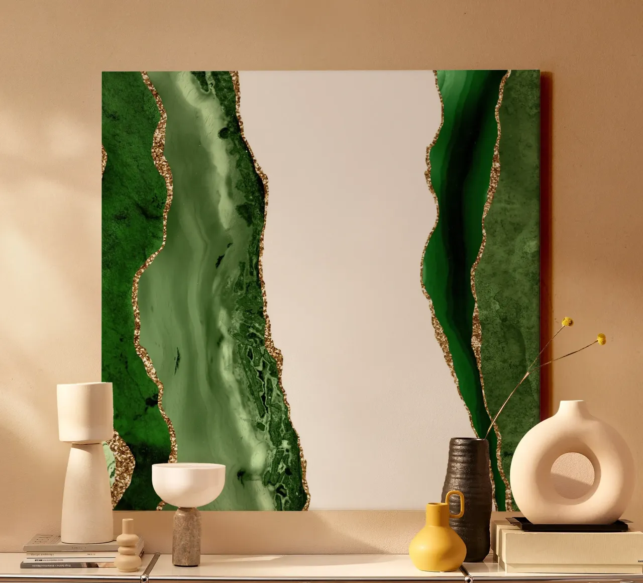 Agata verde e oro Texture 20 tela con Cornice a cassetta da Gemstone Textures