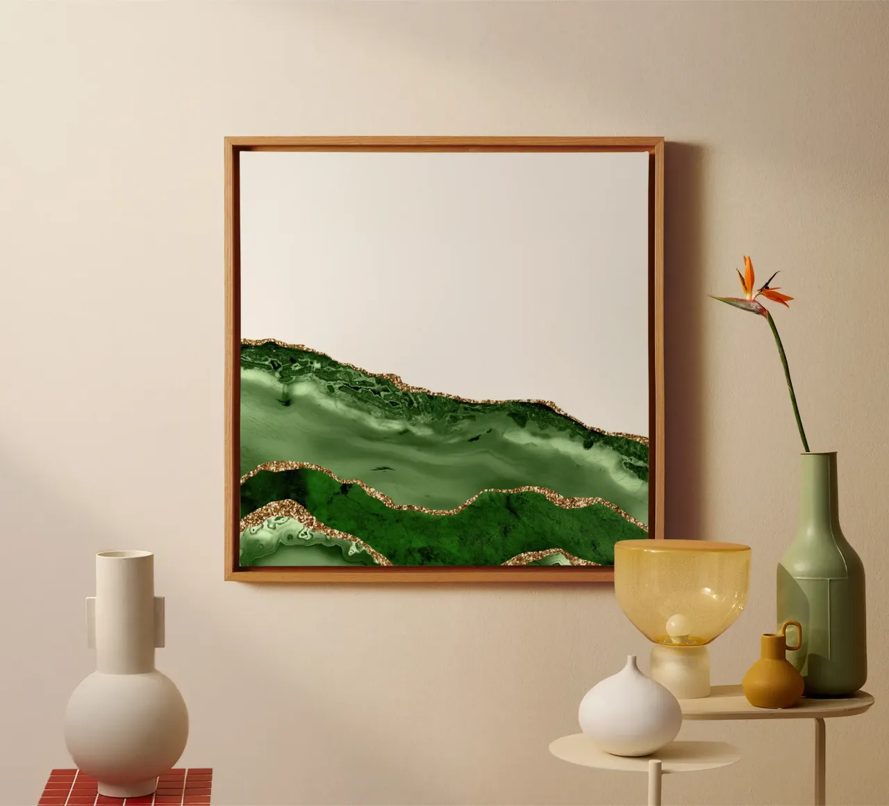Agata verde e oro Texture 24 tela con Cornice a cassetta da Gemstone Textures