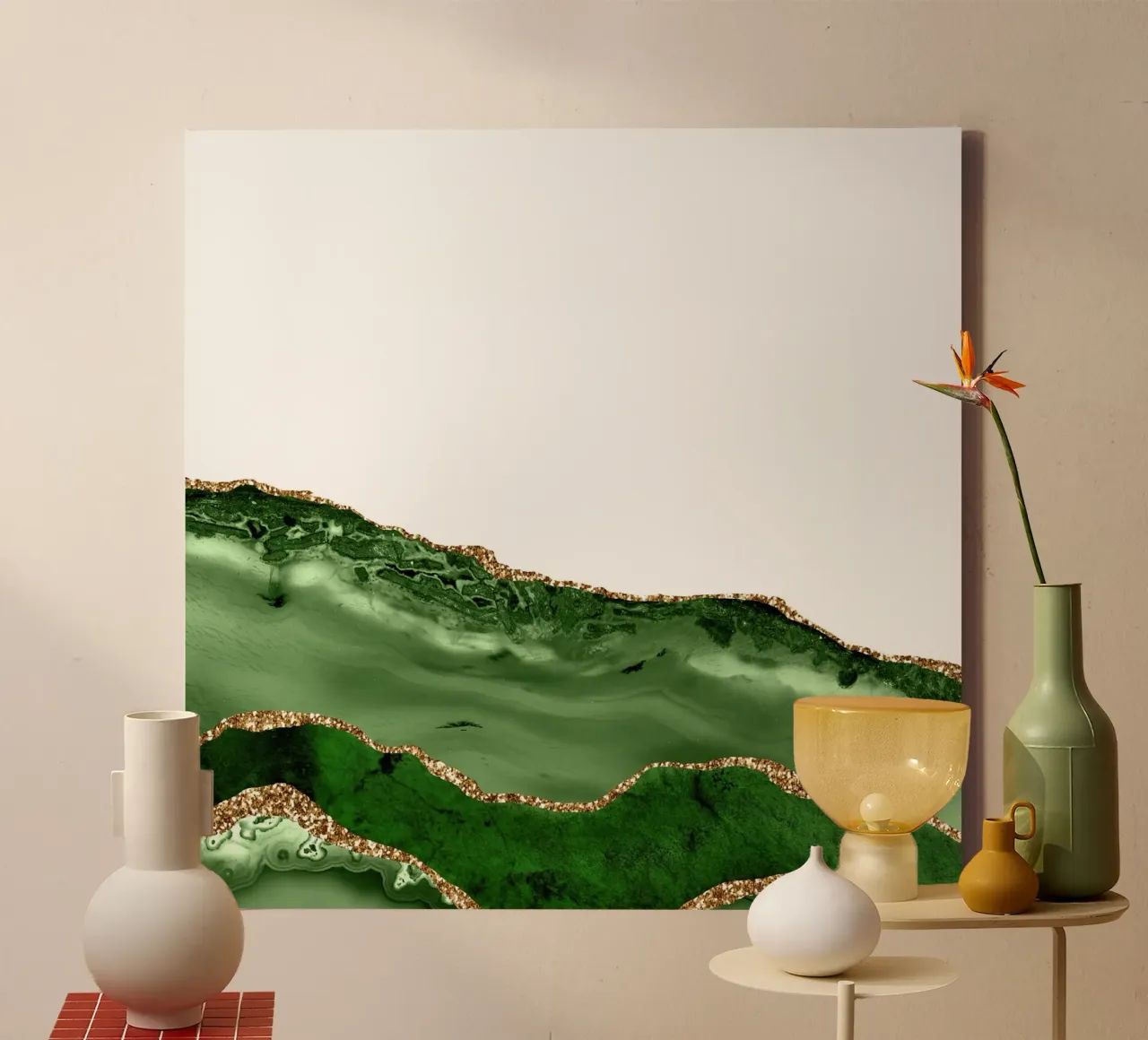 Agata verde e oro Texture 24 tela con Cornice a cassetta da Gemstone Textures