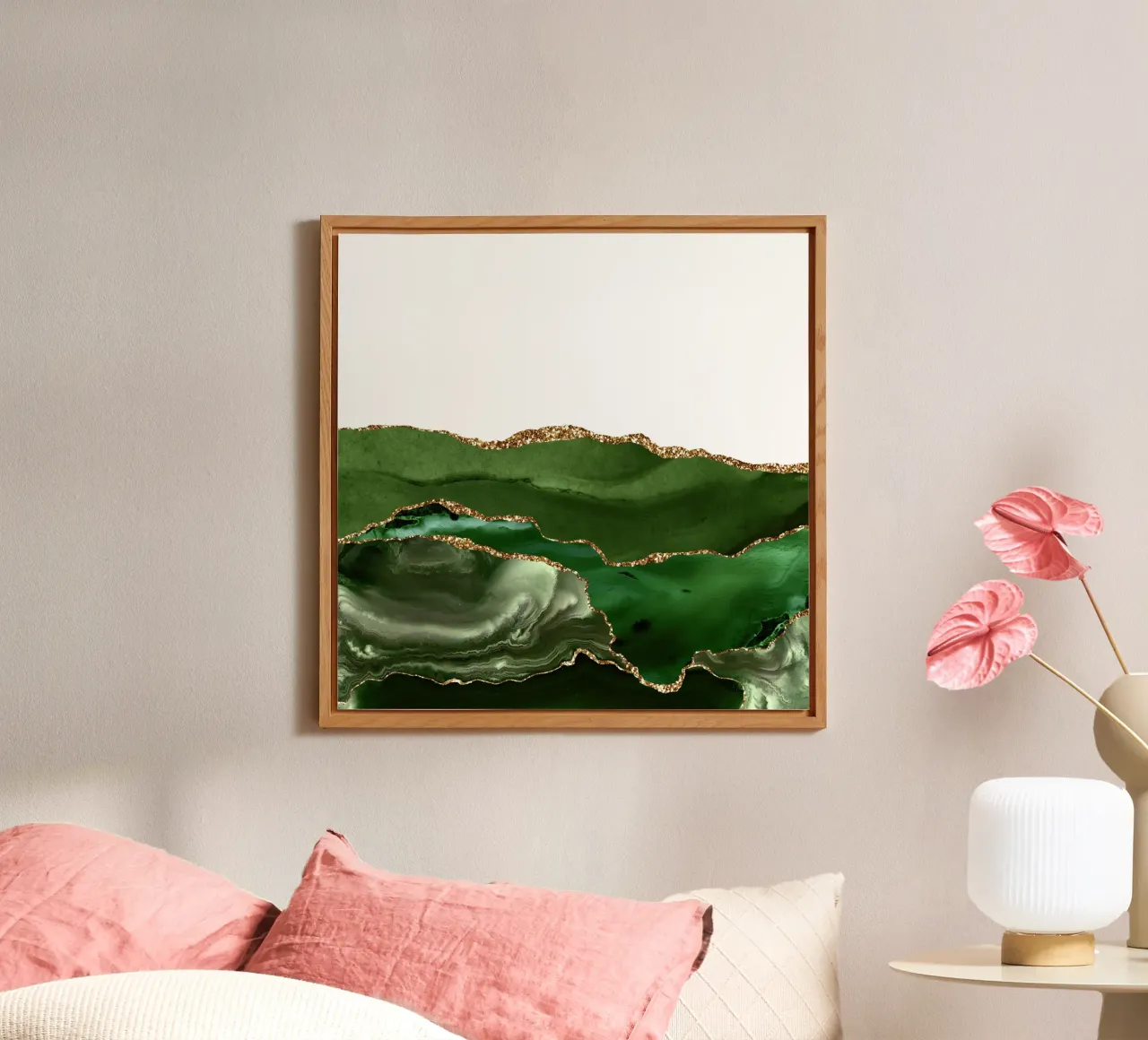 Green & Gold Agate Texture 25 alu-dibond by Gemstone Textures