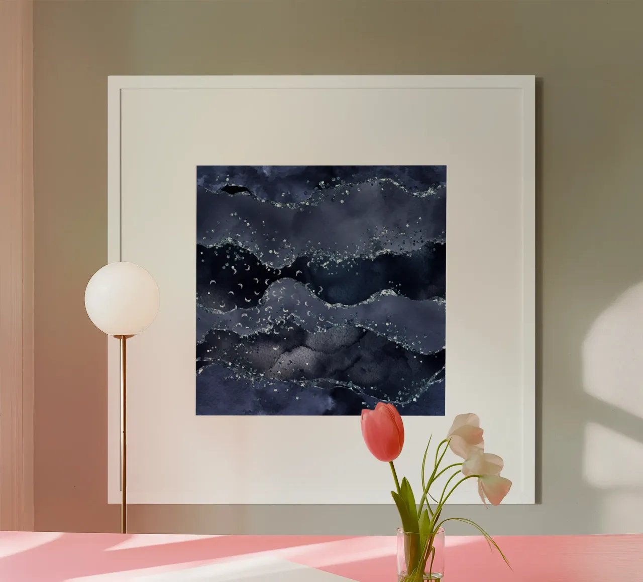 Texture Agata Glitter blu navy 01 poster con telaio in plastica da Gemstone Textures