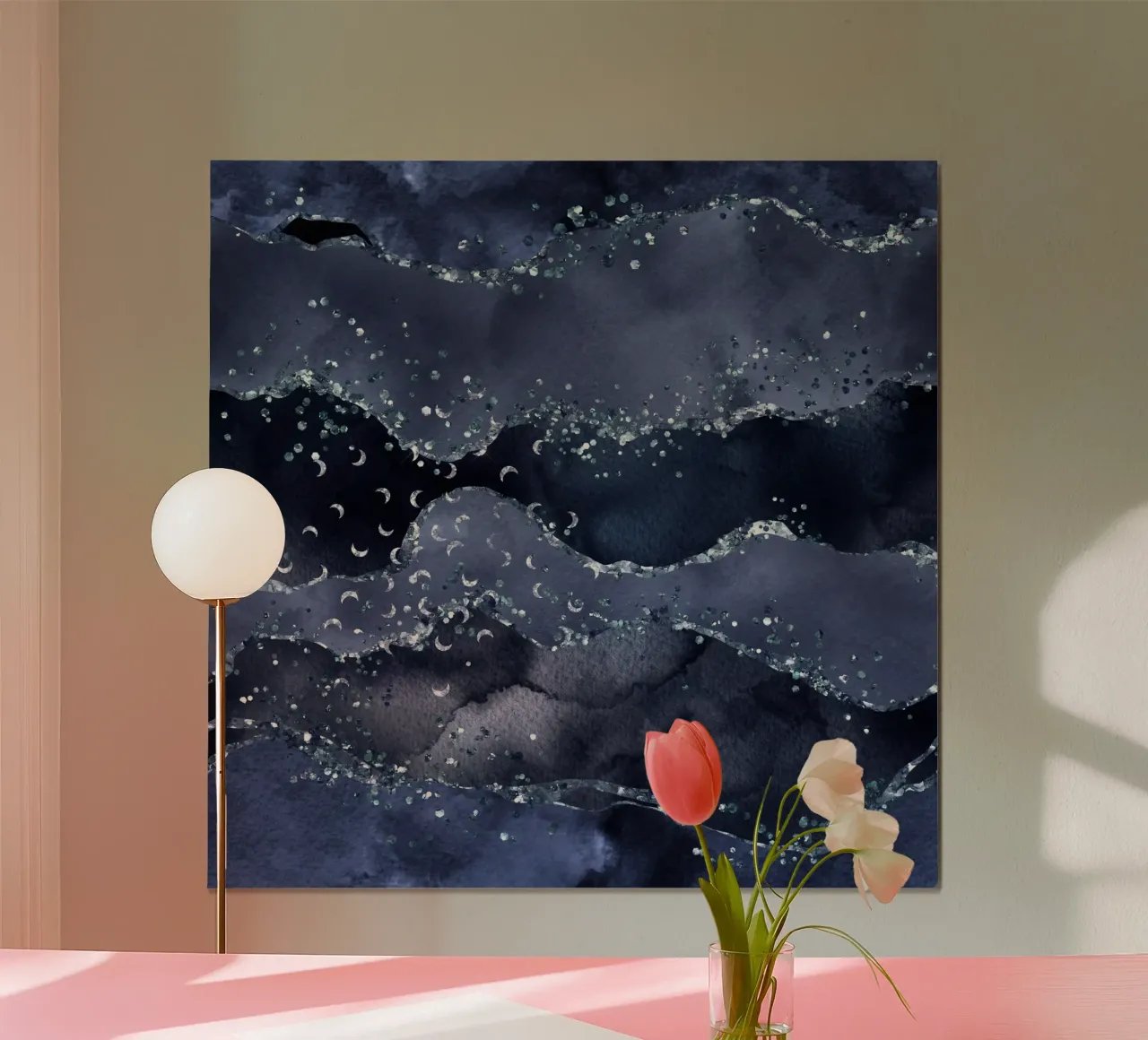 Texture Agata Glitter blu navy 01 poster con telaio in plastica da Gemstone Textures