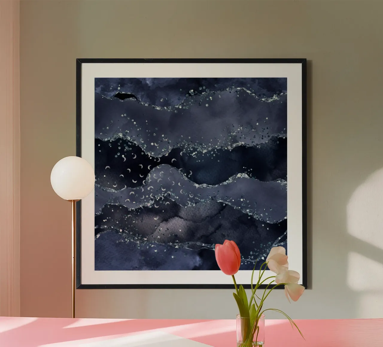 Texture Agata Glitter blu navy 01 poster con telaio in plastica da Gemstone Textures