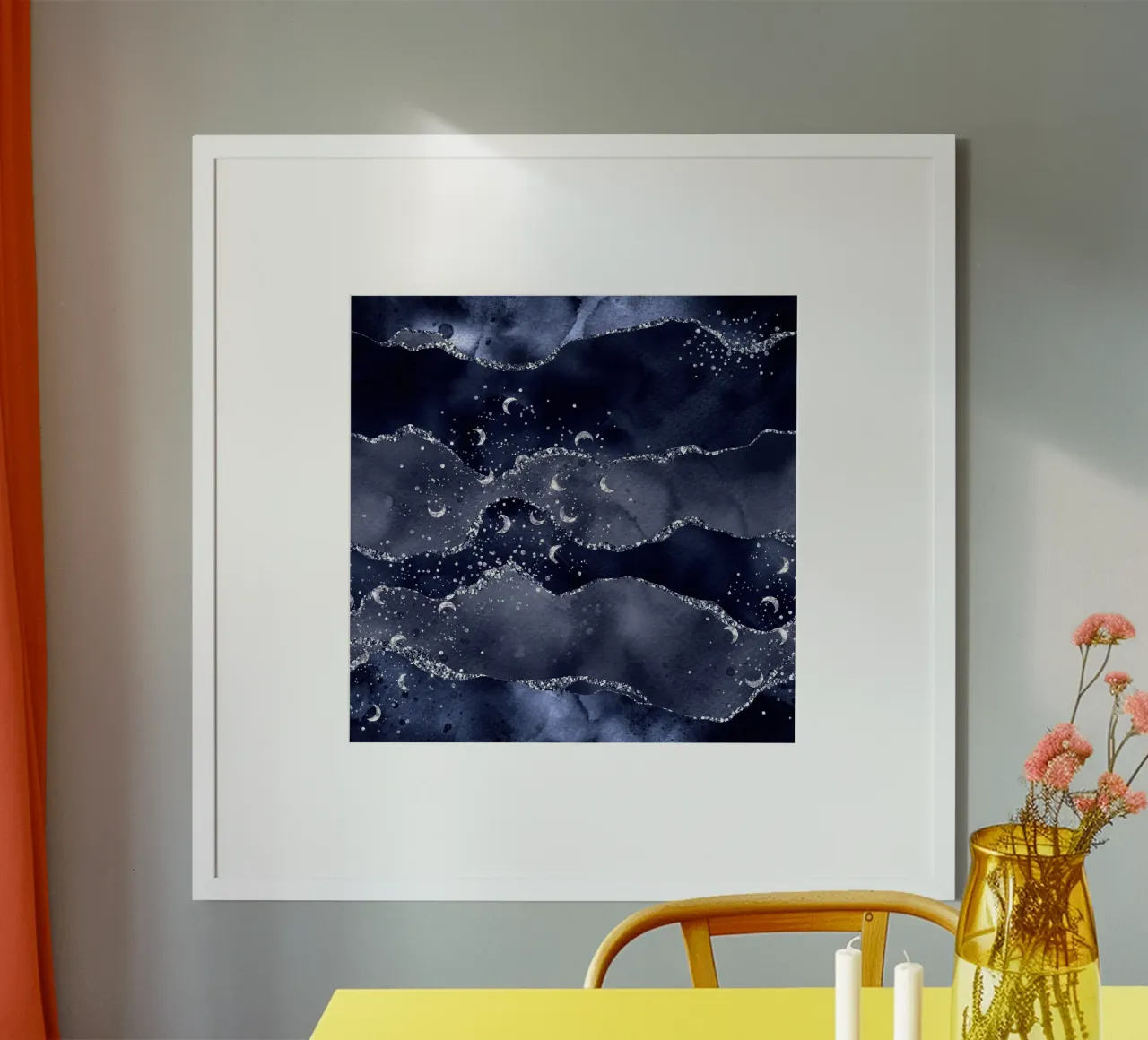 Marineblauer Glitzerachat Textur 02 Poster von Gemstone Textures
