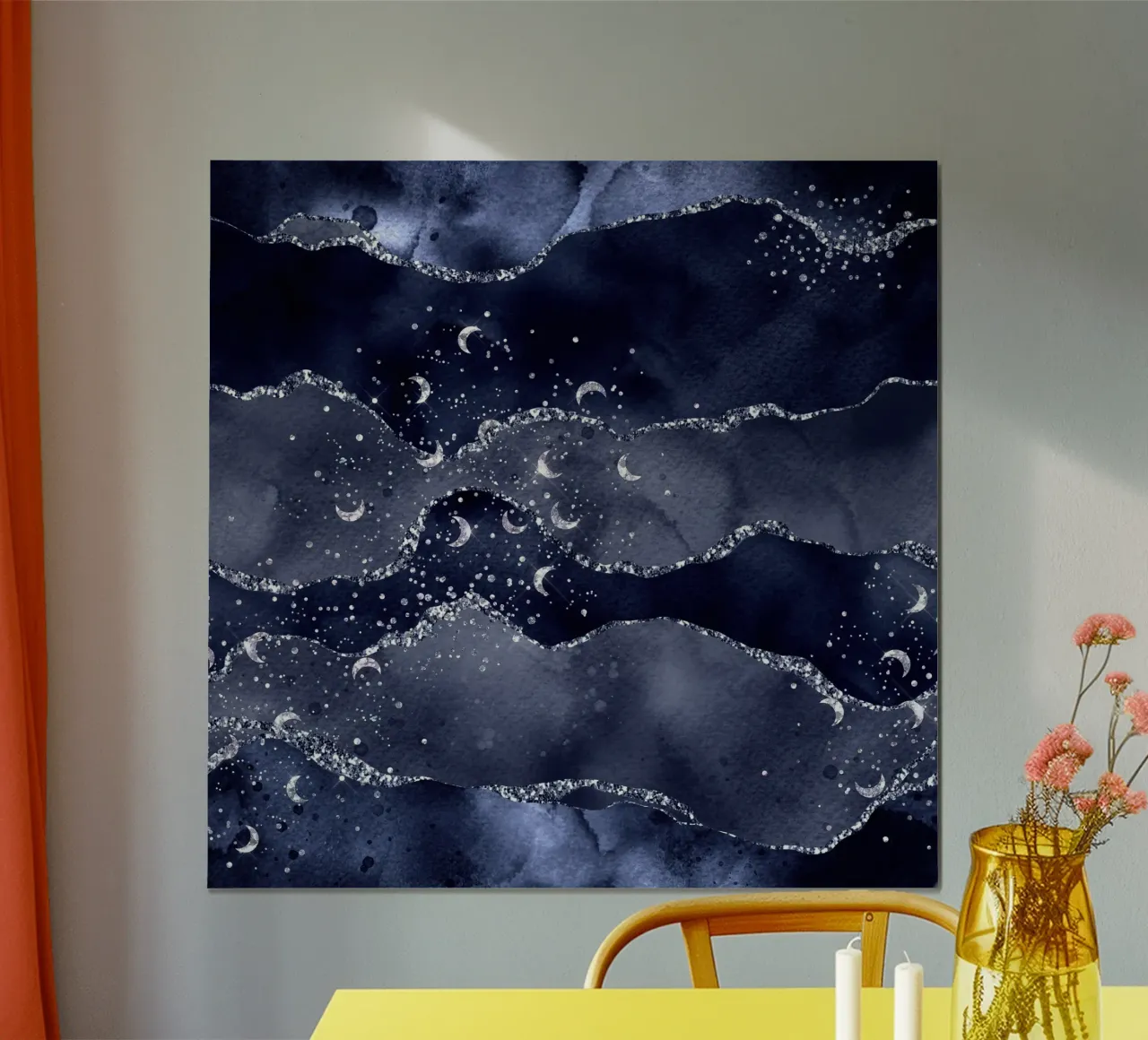 Marineblauer Glitzerachat Textur 02 Poster von Gemstone Textures