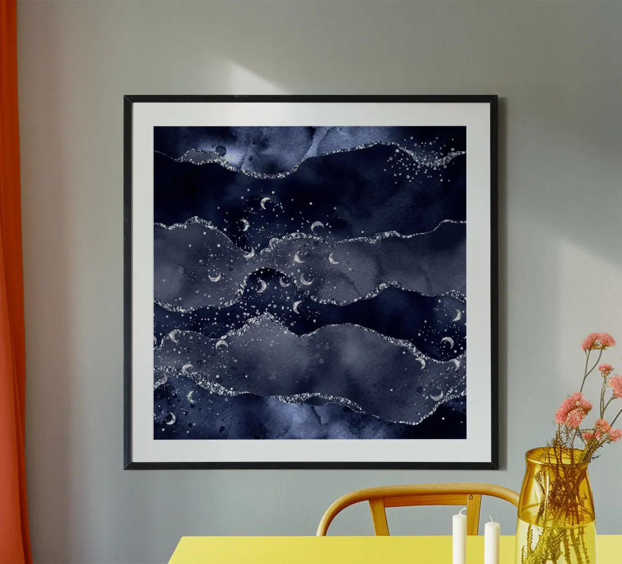 Marineblauer Glitzerachat Textur 02 Poster von Gemstone Textures