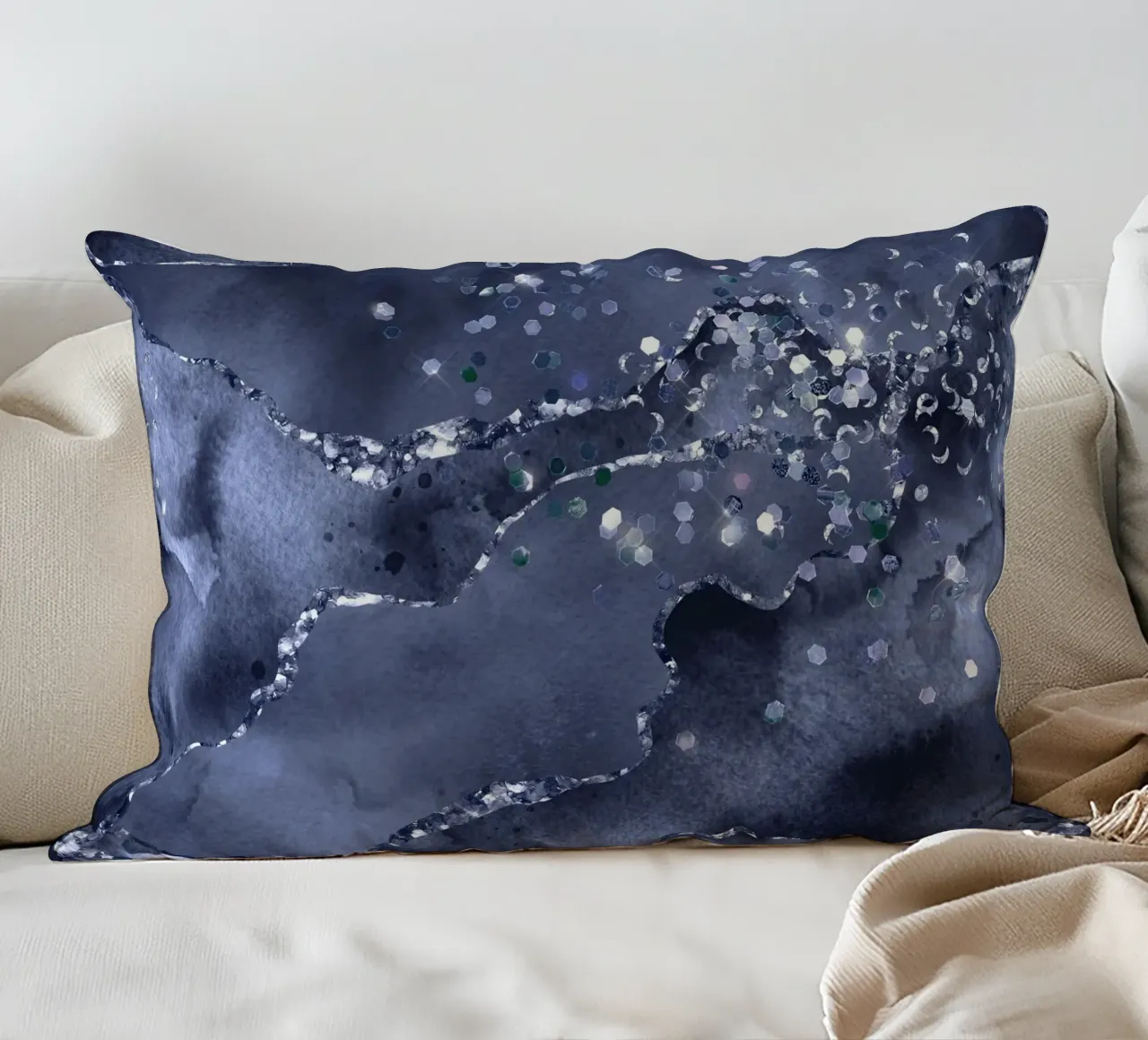 Texture agata glitterata blu navy 03 cuscino da Gemstone Textures