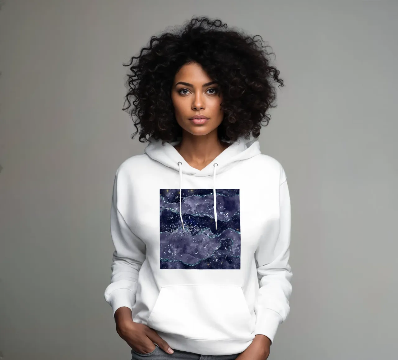 Texture agata glitterata blu navy 05 felpa con cappuccio da Gemstone Textures