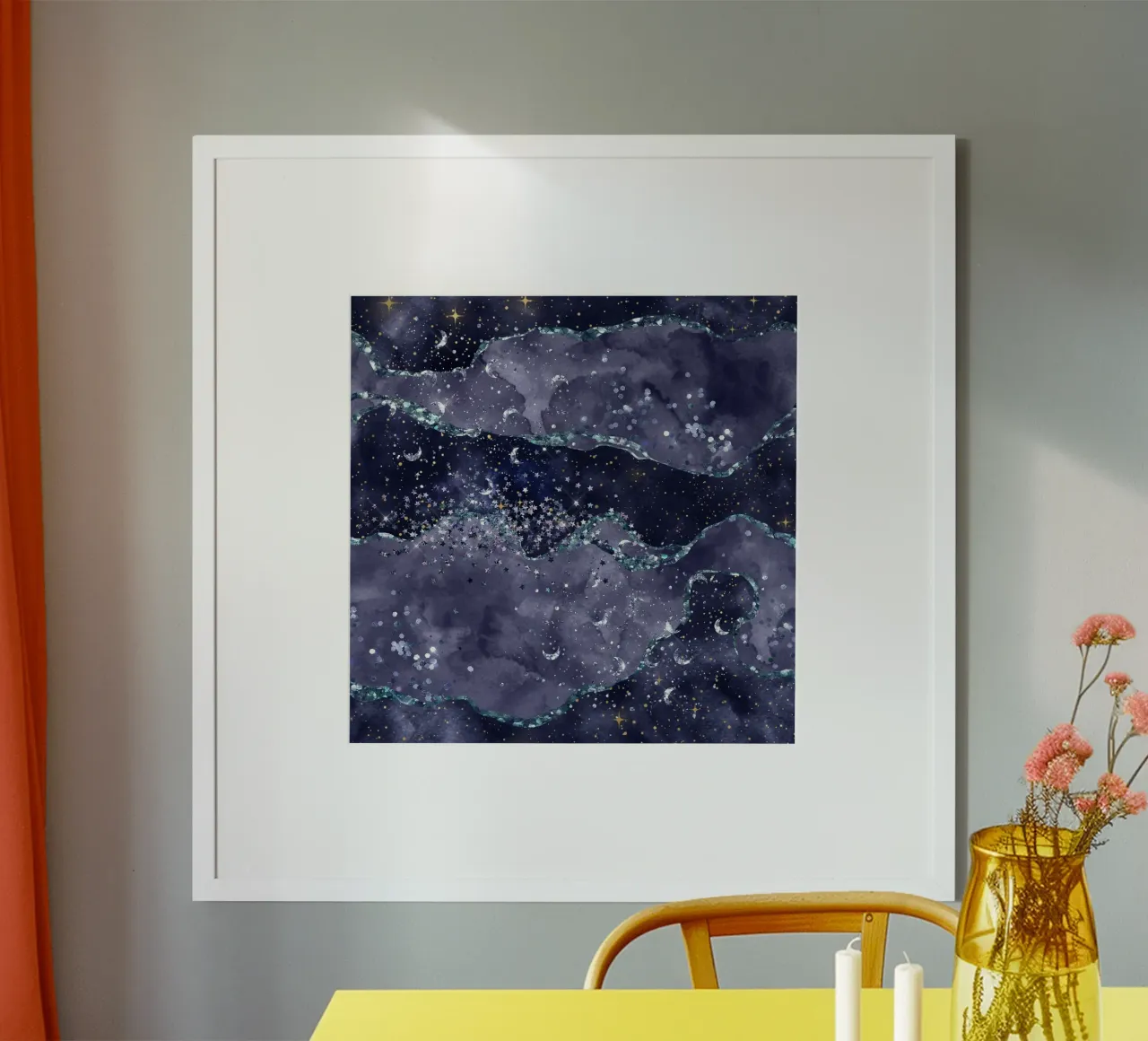 Texture agata glitterata blu navy 05 poster da Gemstone Textures