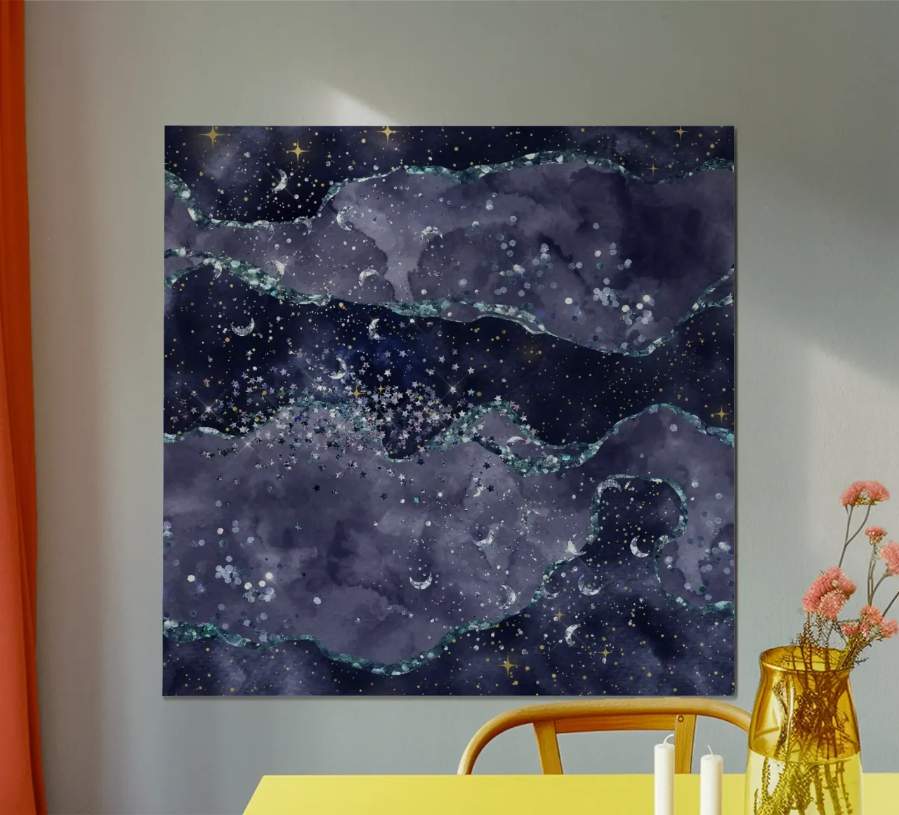 Texture agata glitterata blu navy 05 poster da Gemstone Textures
