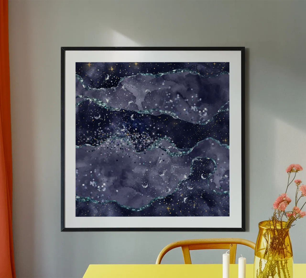 Texture agata glitterata blu navy 05 poster da Gemstone Textures